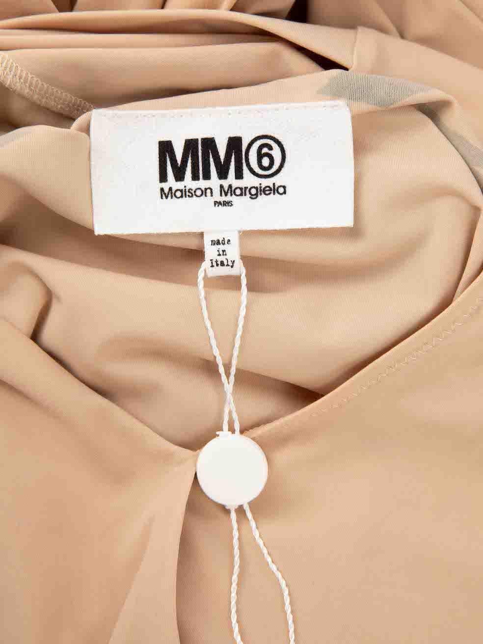 Maison Margiela Women's MM6 Maison Margiela Nude Graphic Print Tie Neck Bodysuit For Sale 7