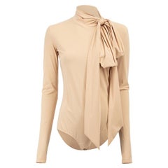 Maison Margiela Donna MM6 Maison Margiela Nude Graphic Print Tie Neck Bodysuit