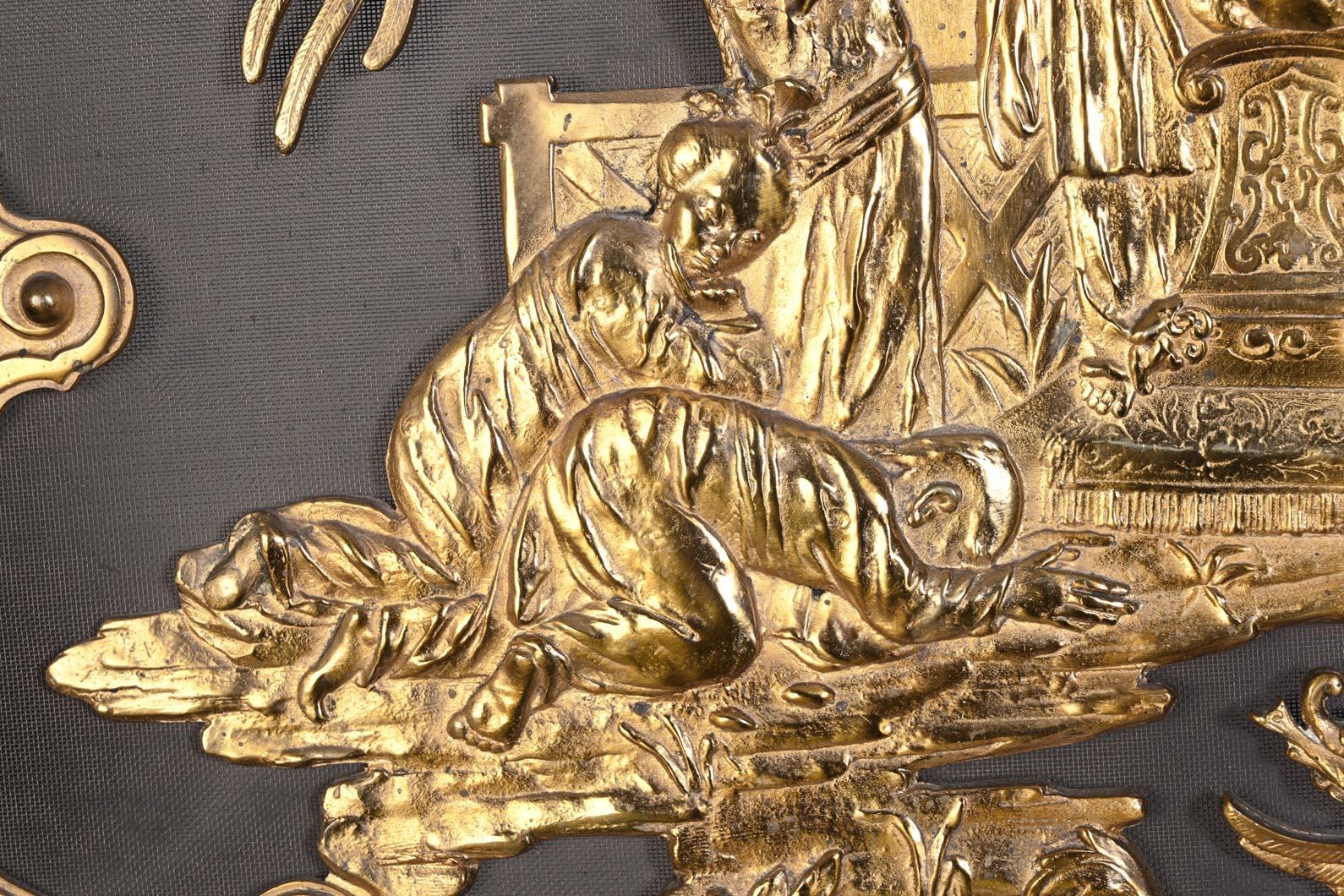 Gilt Maison MARNYHAC (attrib.) — Rare Chinese-style Antique Fire Screen For Sale
