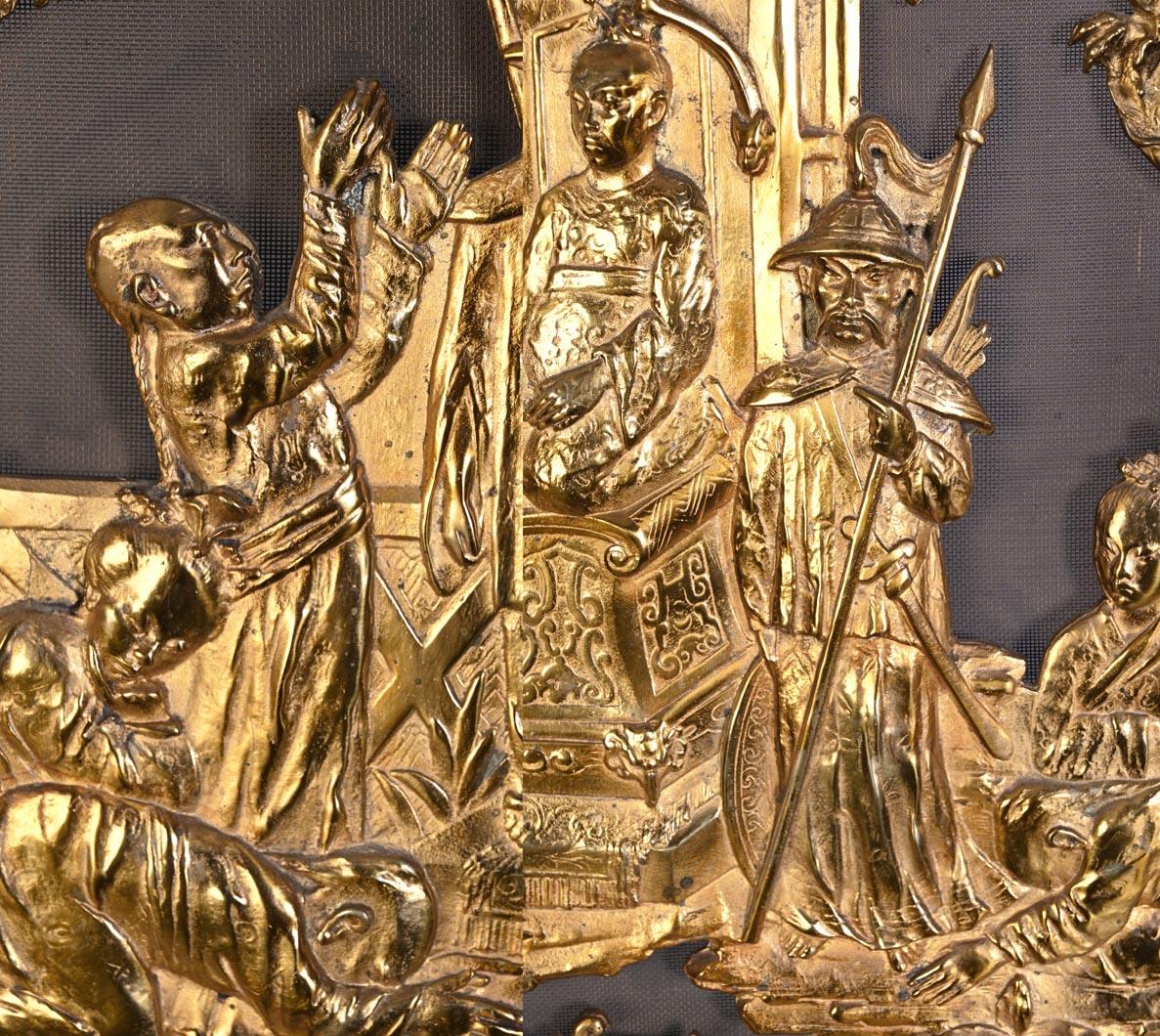 Maison MARNYHAC (attrib.) — Rare Chinese-style Antique Fire Screen In Good Condition For Sale In SAINT-OUEN-SUR-SEINE, FR