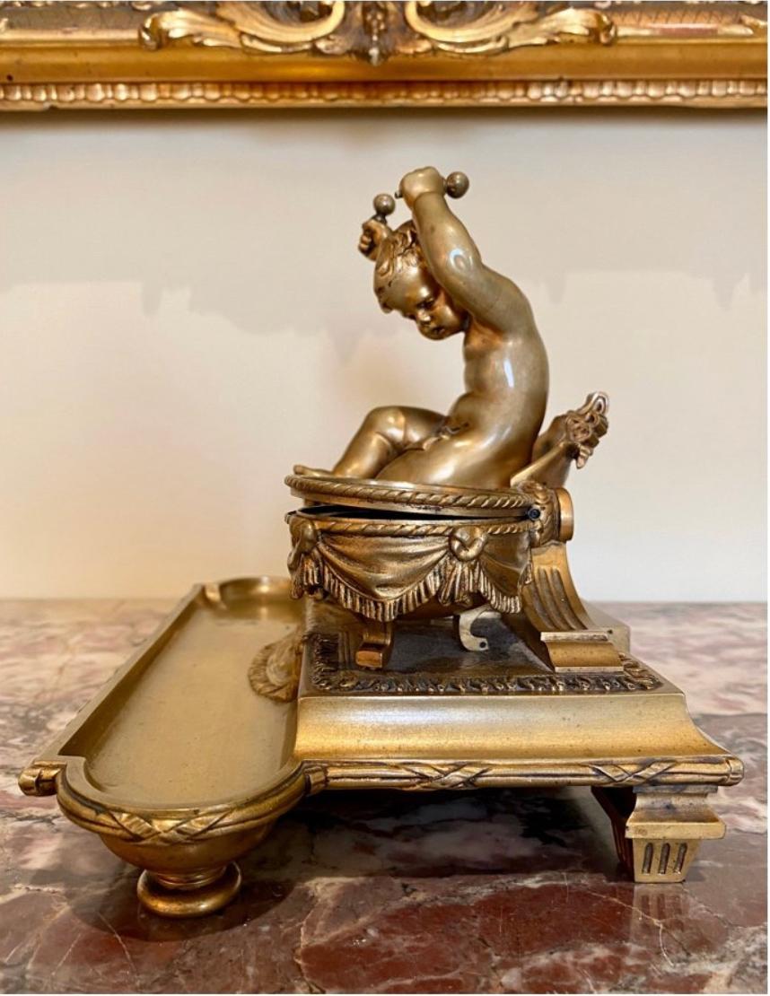 Maison Marnyhac, Inkwell in Gilt Bronze, 19th Century For Sale 4