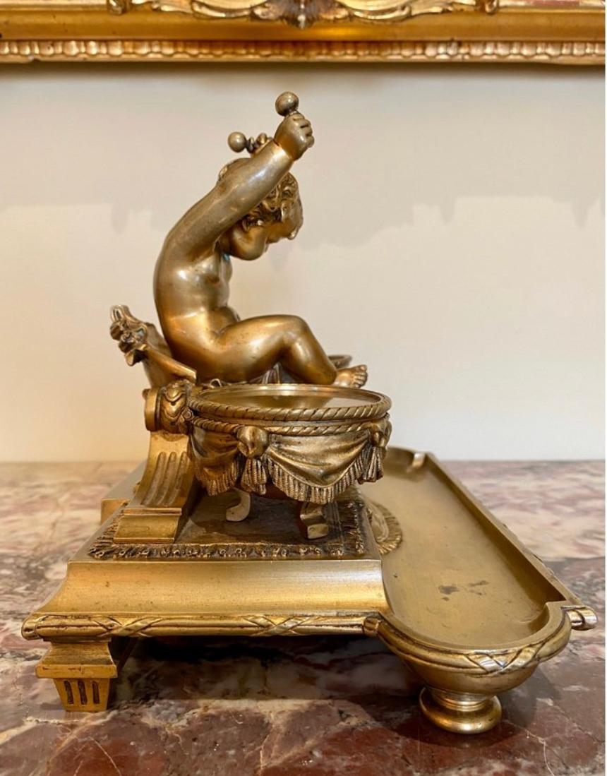Maison Marnyhac, Inkwell in Gilt Bronze, 19th Century For Sale 1