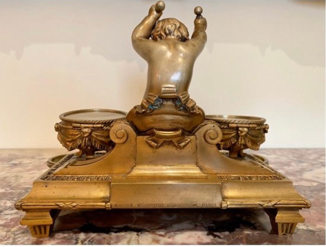 Maison Marnyhac, Inkwell in Gilt Bronze, 19th Century For Sale 2