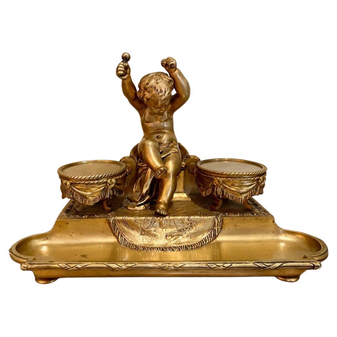 Maison Marnyhac, Inkwell in Gilt Bronze, 19th Century For Sale