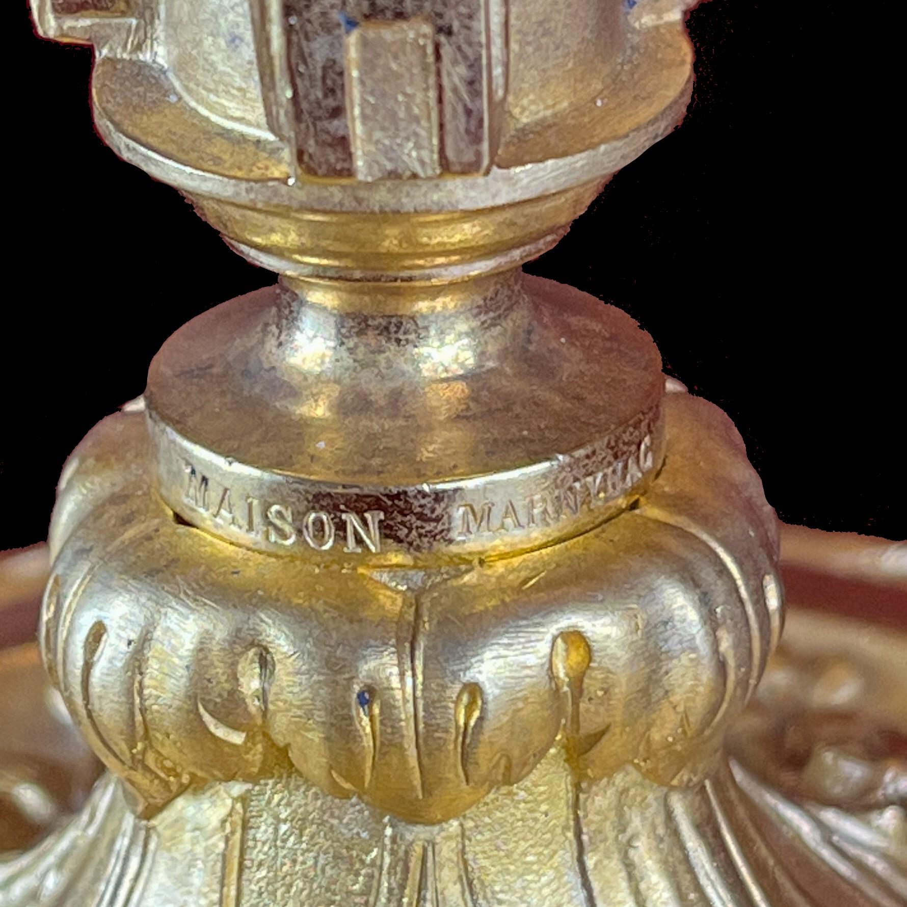 Maison Marnyhac - Pair Of Candlesticks - Gilt & Chiseled Bronze - 19th Century For Sale 5