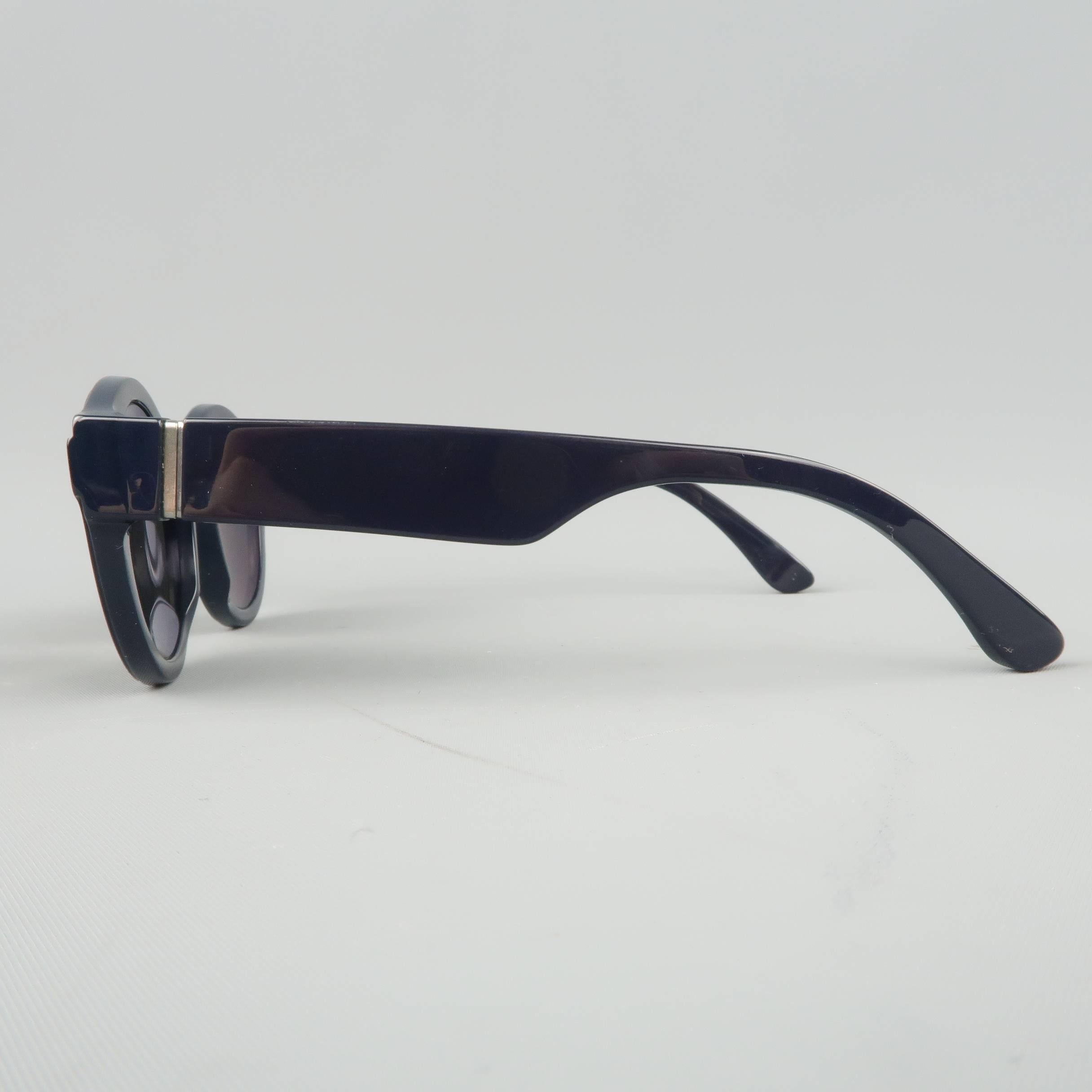 Black MAISON MARTIN MARGIELA + MYKITA Navy Metallic Round MMDUAL001 Sunglasses