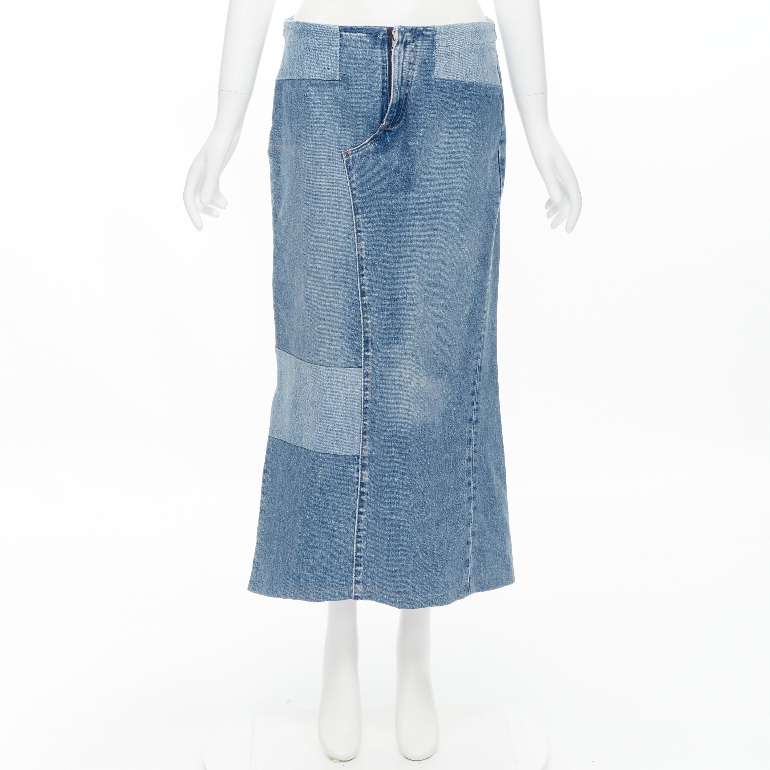 MAISON MARTIN MARGIELA 1999 Vintage deconstructed patchwork  denim skirt M For Sale 3
