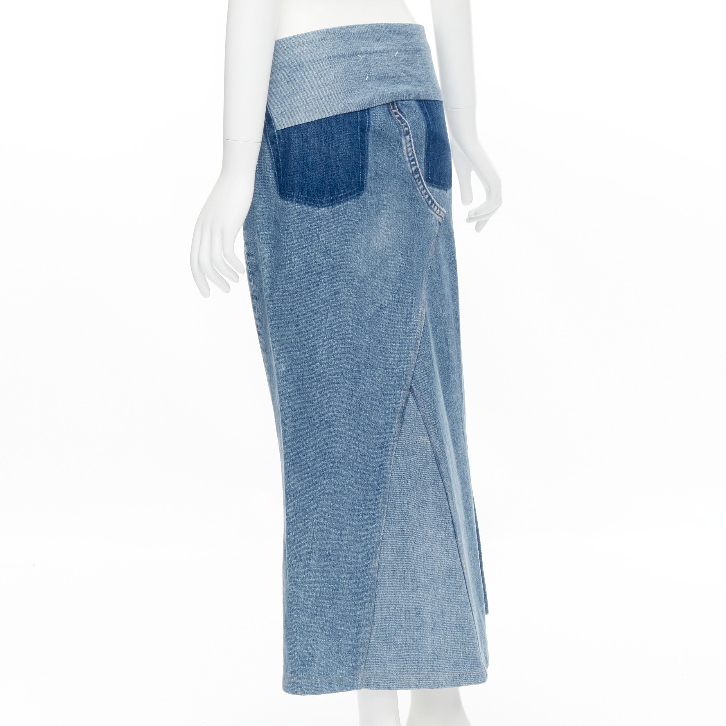 Blue MAISON MARTIN MARGIELA 1999 Vintage deconstructed patchwork  denim skirt M For Sale