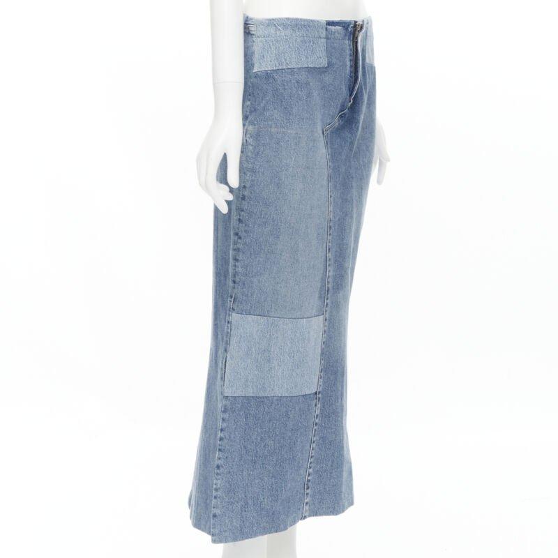 Gray MAISON MARTIN MARGIELA 1999 Vintage deconstructed patchwork low denim skirt M For Sale
