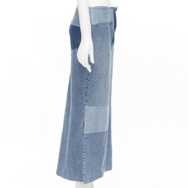 MAISON MARTIN MARGIELA 1999 Vintage deconstructed patchwork low denim skirt M In Excellent Condition For Sale In Hong Kong, NT