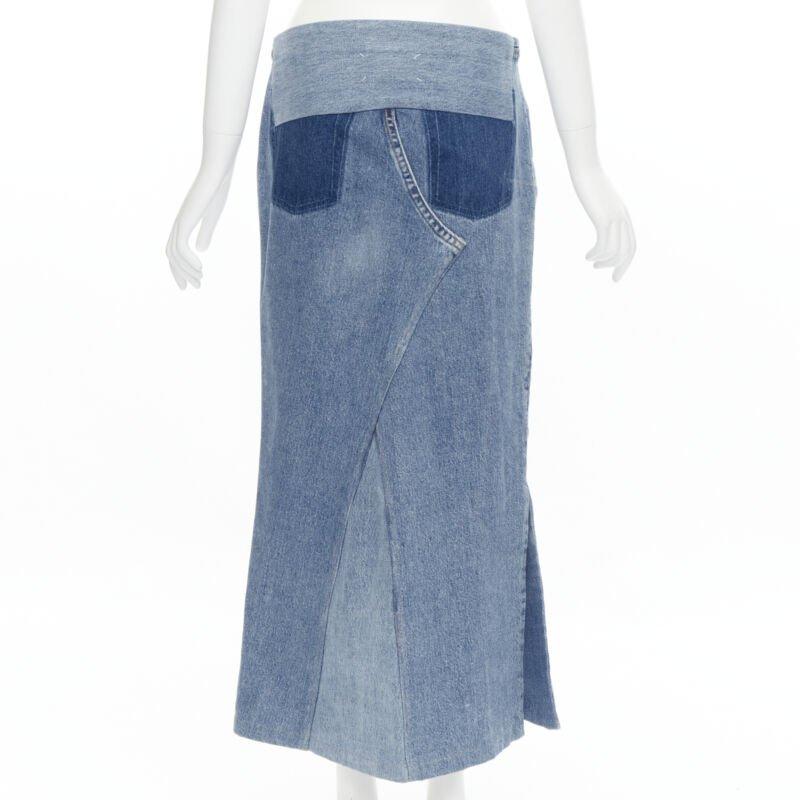 Women's MAISON MARTIN MARGIELA 1999 Vintage deconstructed patchwork low denim skirt M For Sale
