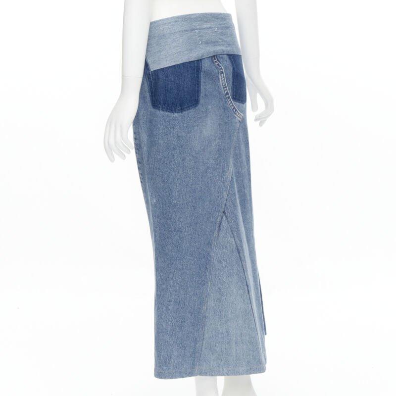 MAISON MARTIN MARGIELA 1999 Vintage deconstructed patchwork low denim skirt M For Sale 1