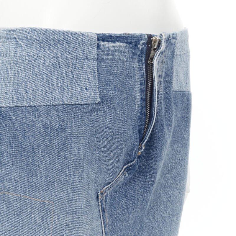 MAISON MARTIN MARGIELA 1999 Vintage deconstructed patchwork low denim skirt M For Sale 2