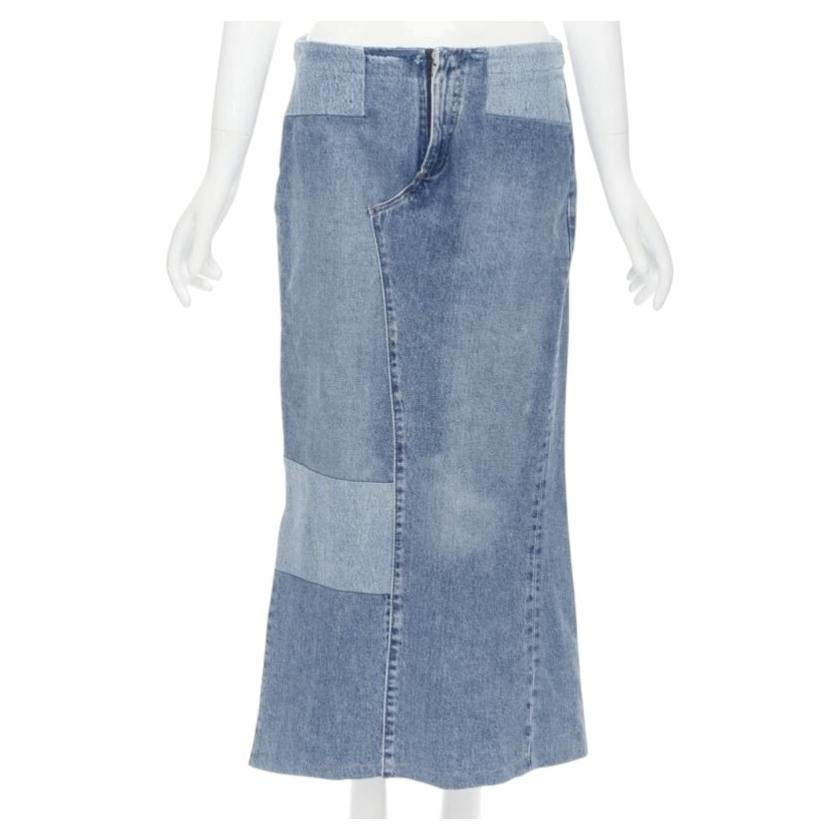 Maison Martin Margiela 1999 Gonna vintage destrutturata in denim patchwork bassa M.