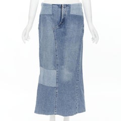 MAISON MARTIN MARGIELA 1999 Falda vaquera baja vintage deconstruida con parches M