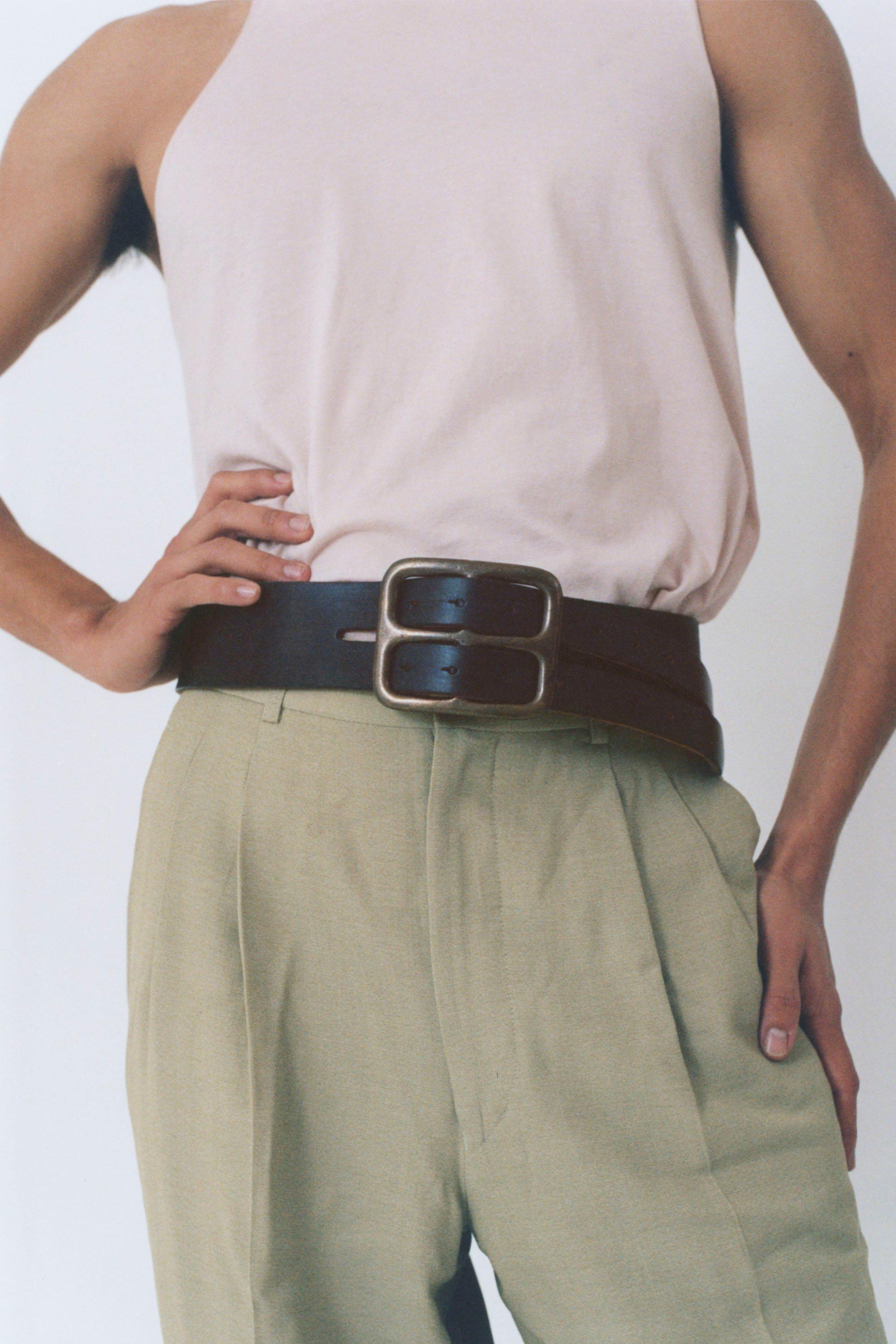 Black Maison Martin Margiela 2001 Artisanal Split Belt For Sale