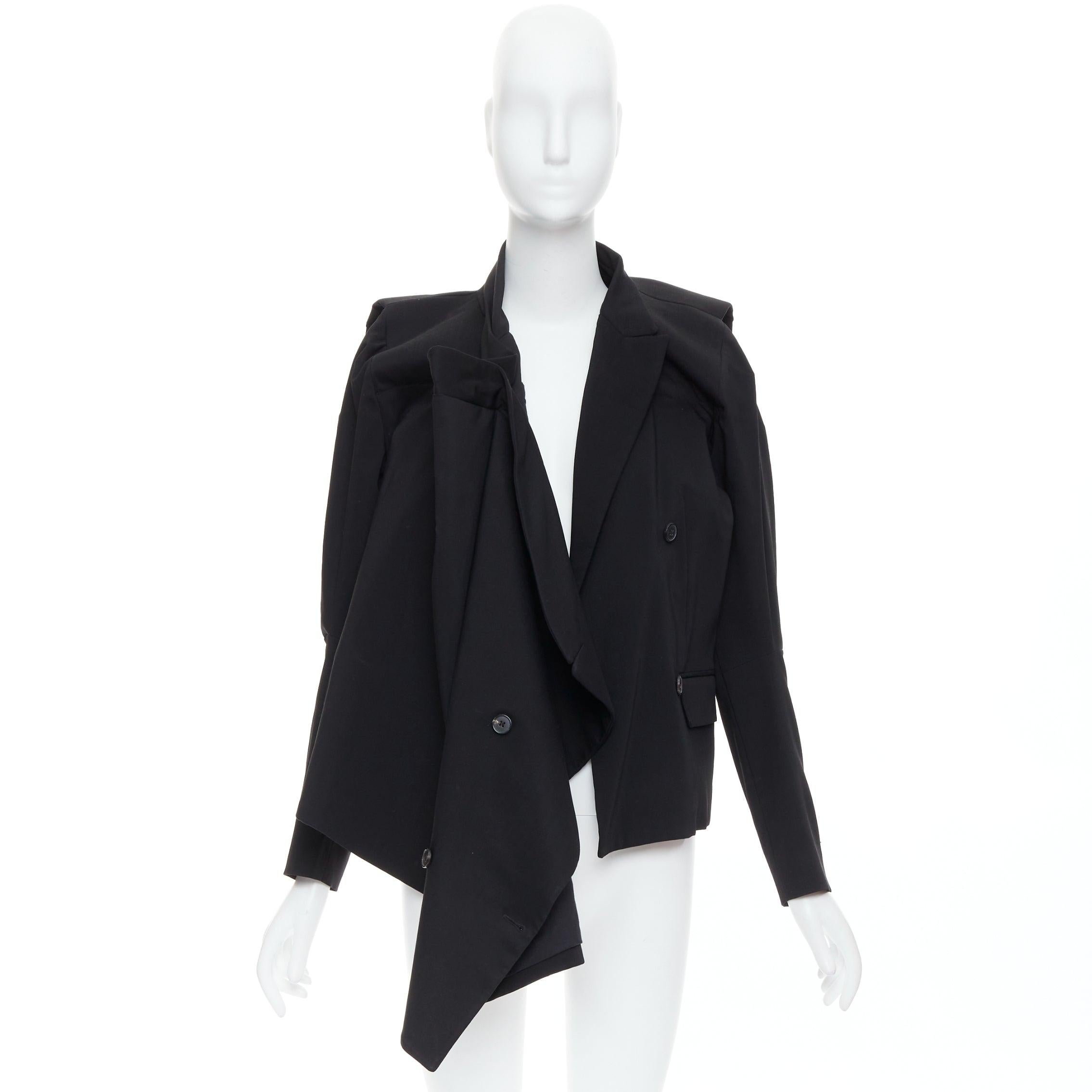 MAISON MARTIN MARGIELA 2001 Runway black deconstructed draped coat FR38 M 6