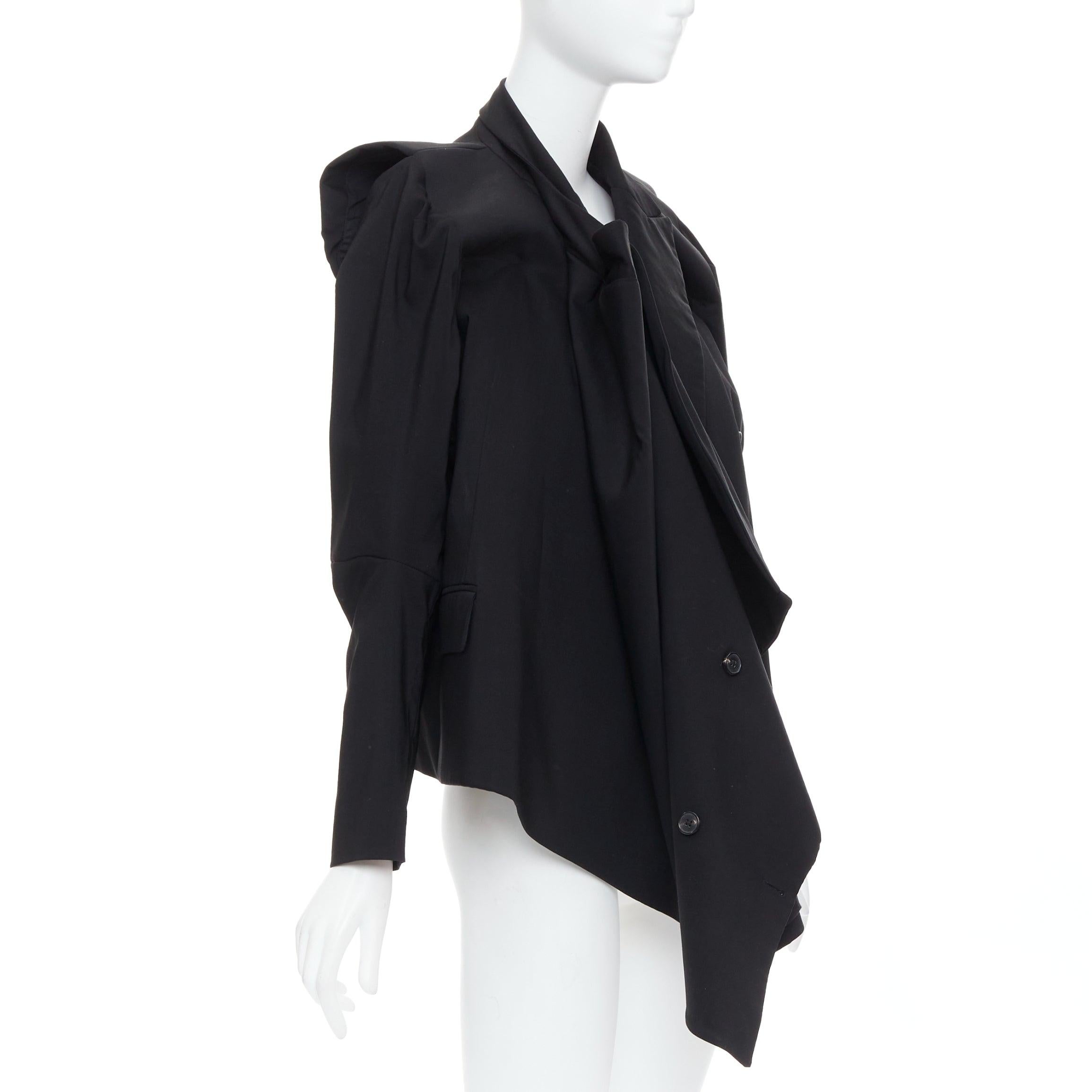 MAISON MARTIN MARGIELA 2001 Runway black deconstructed draped coat FR38 M In Excellent Condition In Hong Kong, NT