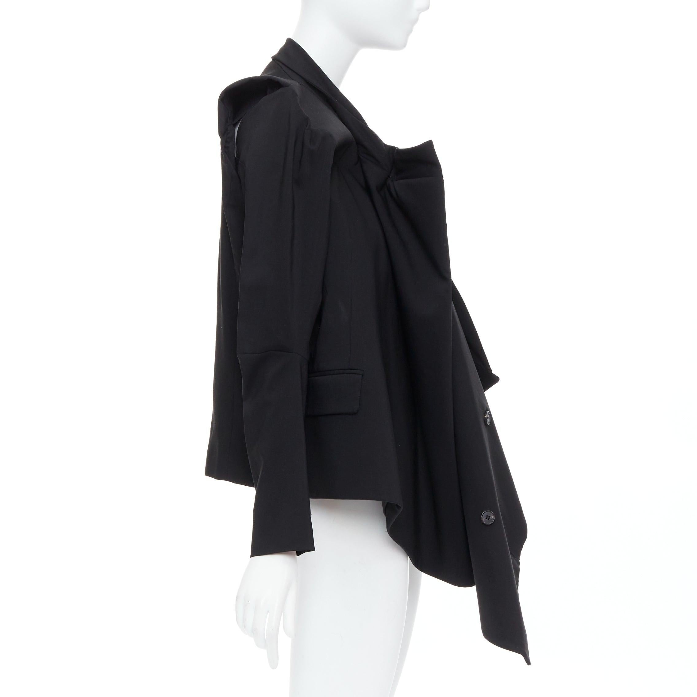 Women's MAISON MARTIN MARGIELA 2001 Runway black deconstructed draped coat FR38 M