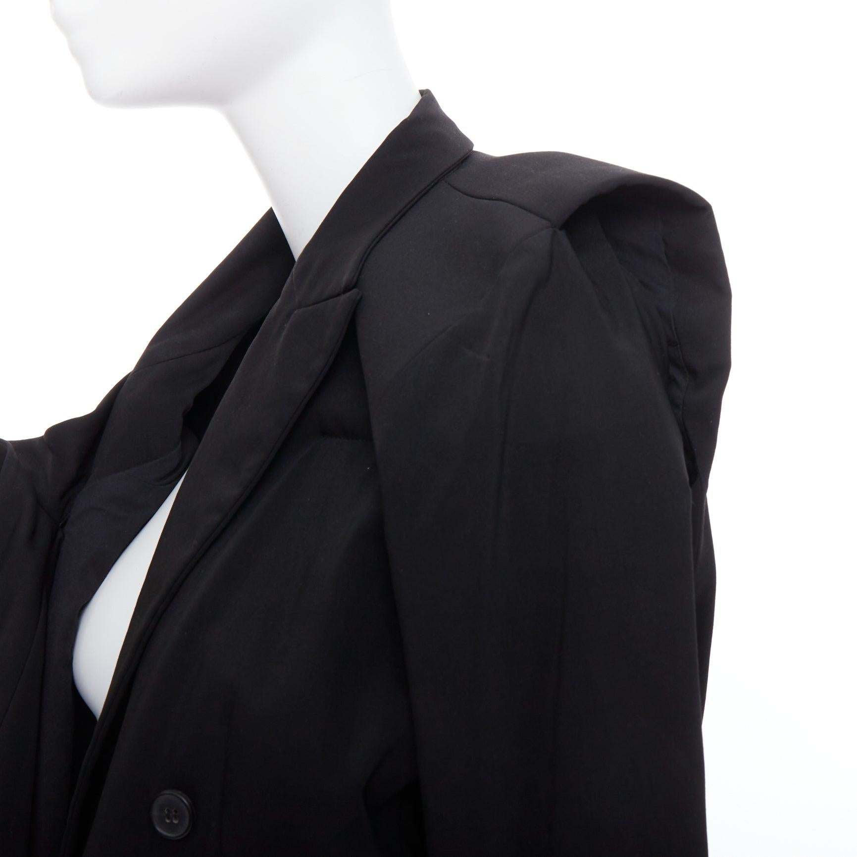 MAISON MARTIN MARGIELA 2001 Runway black deconstructed draped coat FR38 M 3