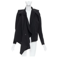 MAISON MARTIN MARGIELA 2001 Laufsteg Schwarzer dekonstruierter drapierter Mantel FR38 M