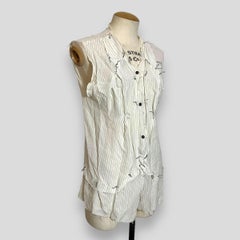 Maison Martin Margiela 2004 S/S white pinstripe blouse with gathered lapels