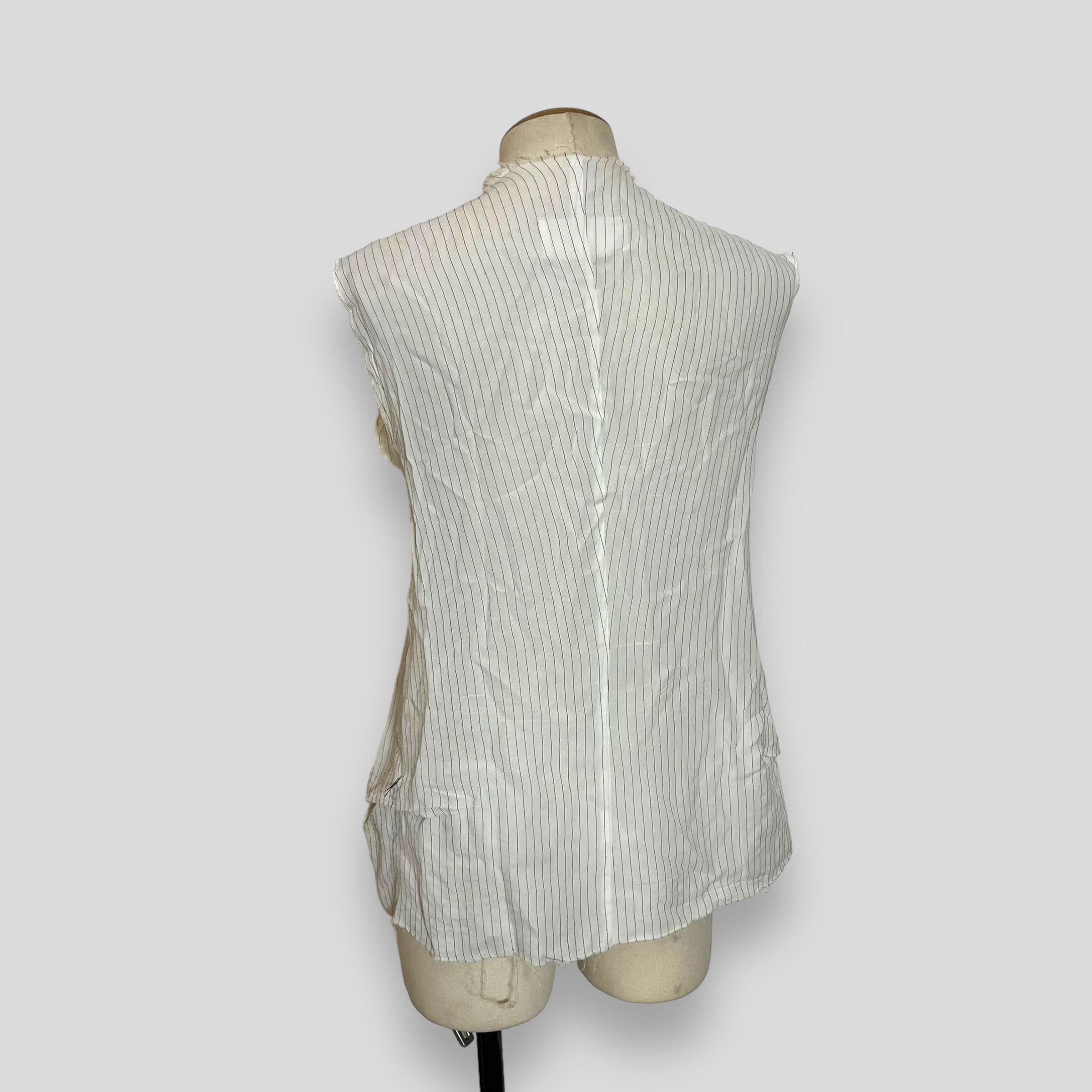 Maison Martin Margiela 2004 S/S white pinstripe blouse with gathered lapels For Sale 1
