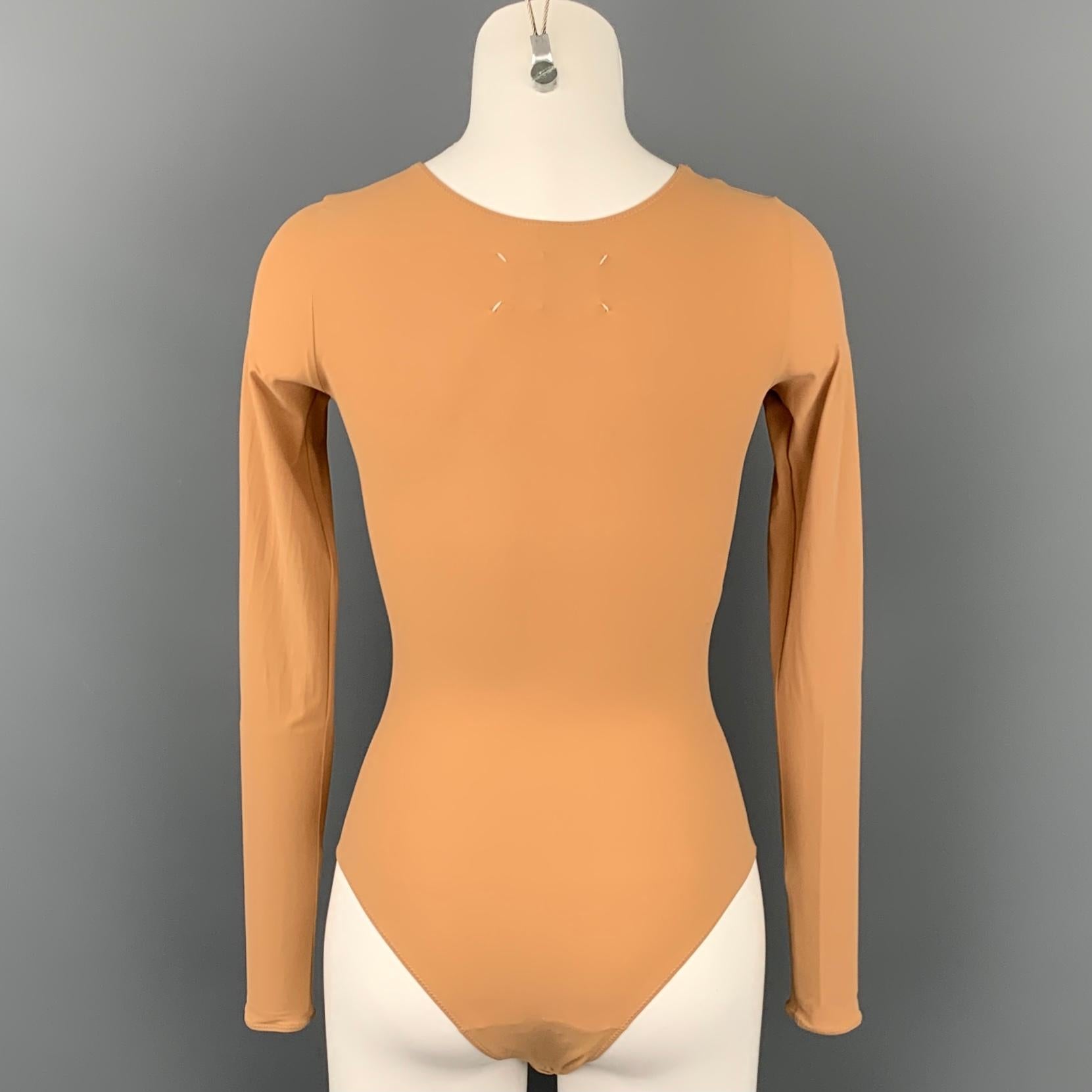 MAISON MARTIN MARGIELA 2007 Größe 6 Nackter & schwarzer Nylon-BH-Bodysuit (Orange)