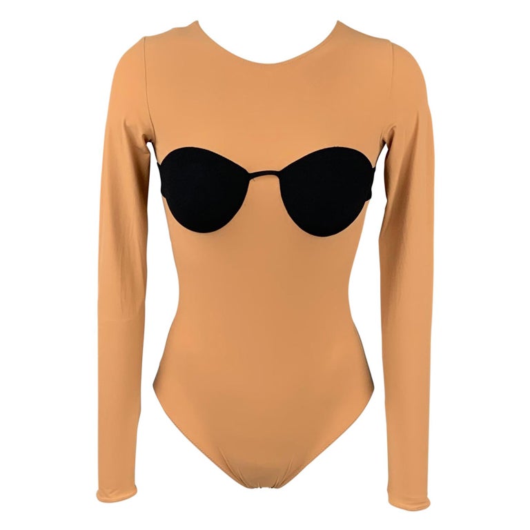 MAISON MARTIN MARGIELA 2007 Size 6 Nude and Black Nylon Bra