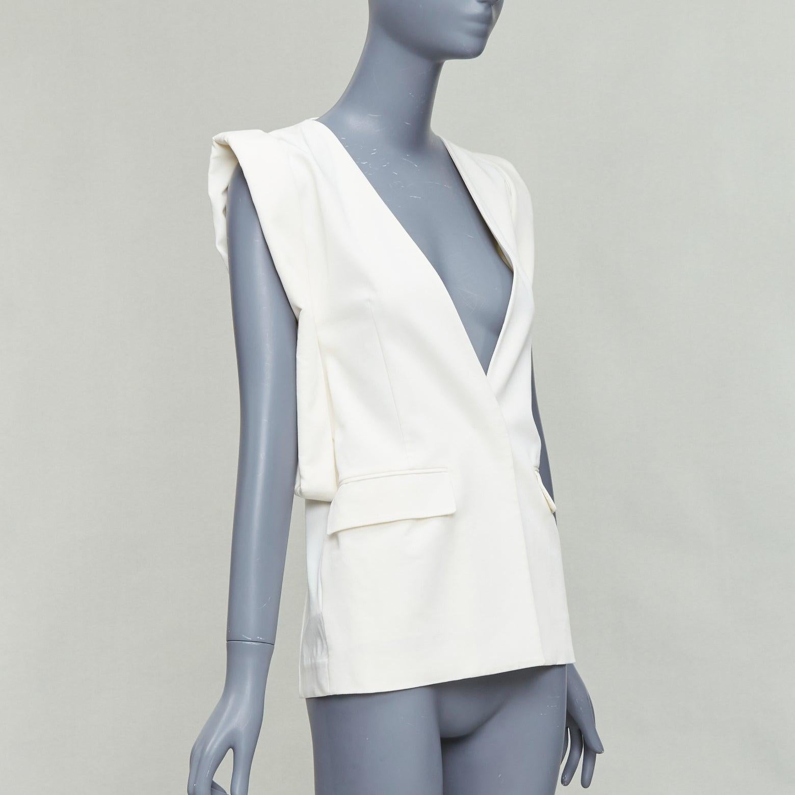 Gray MAISON MARTIN MARGIELA 2011 cream silky padded deconstructed vest FR38 M