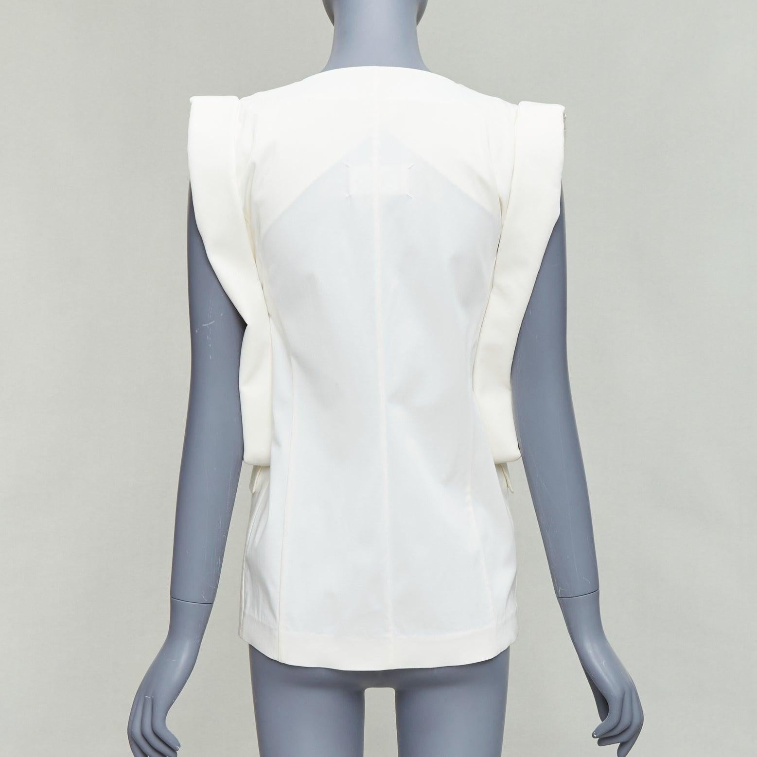 Women's MAISON MARTIN MARGIELA 2011 cream silky padded deconstructed vest FR38 M