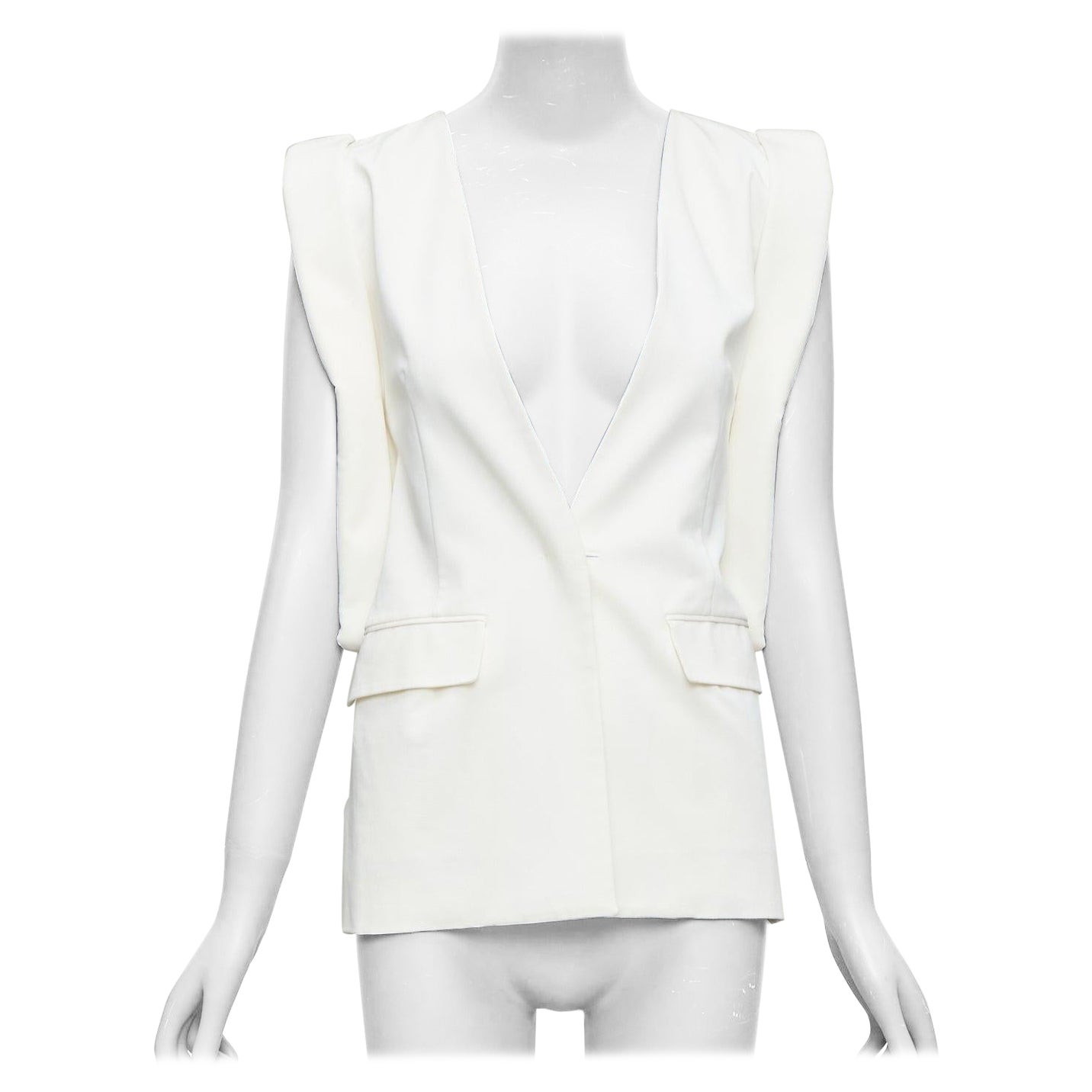 MAISON MARTIN MARGIELA 2011 cream silky padded deconstructed vest FR38 M