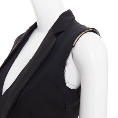 MAISON MARTIN MARGIELA 2014 black deconstructed raw edge cut sleeve dress FR38 M