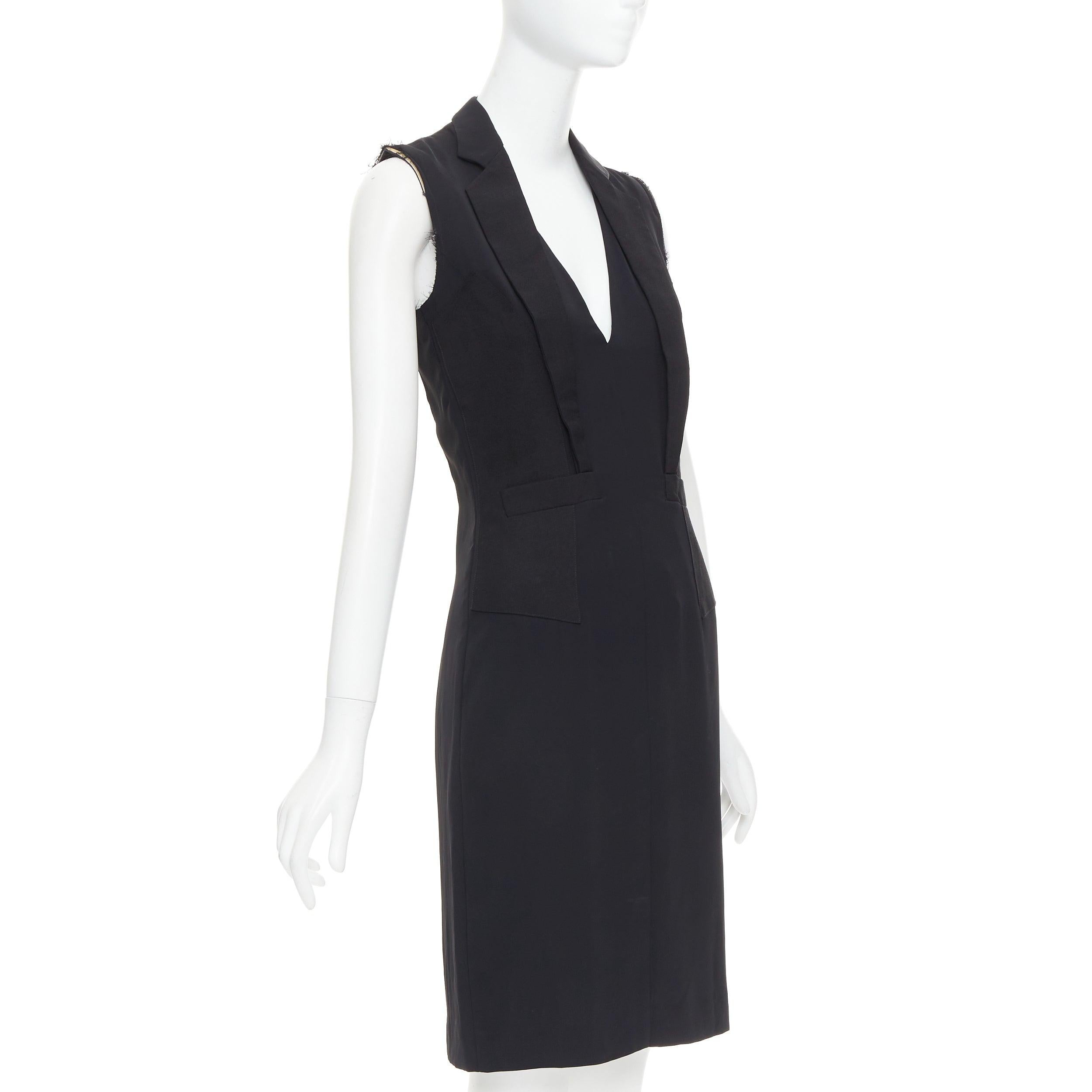Black MAISON MARTIN MARGIELA 2014 black deconstructed raw edge cut sleeve dress FR38 M For Sale