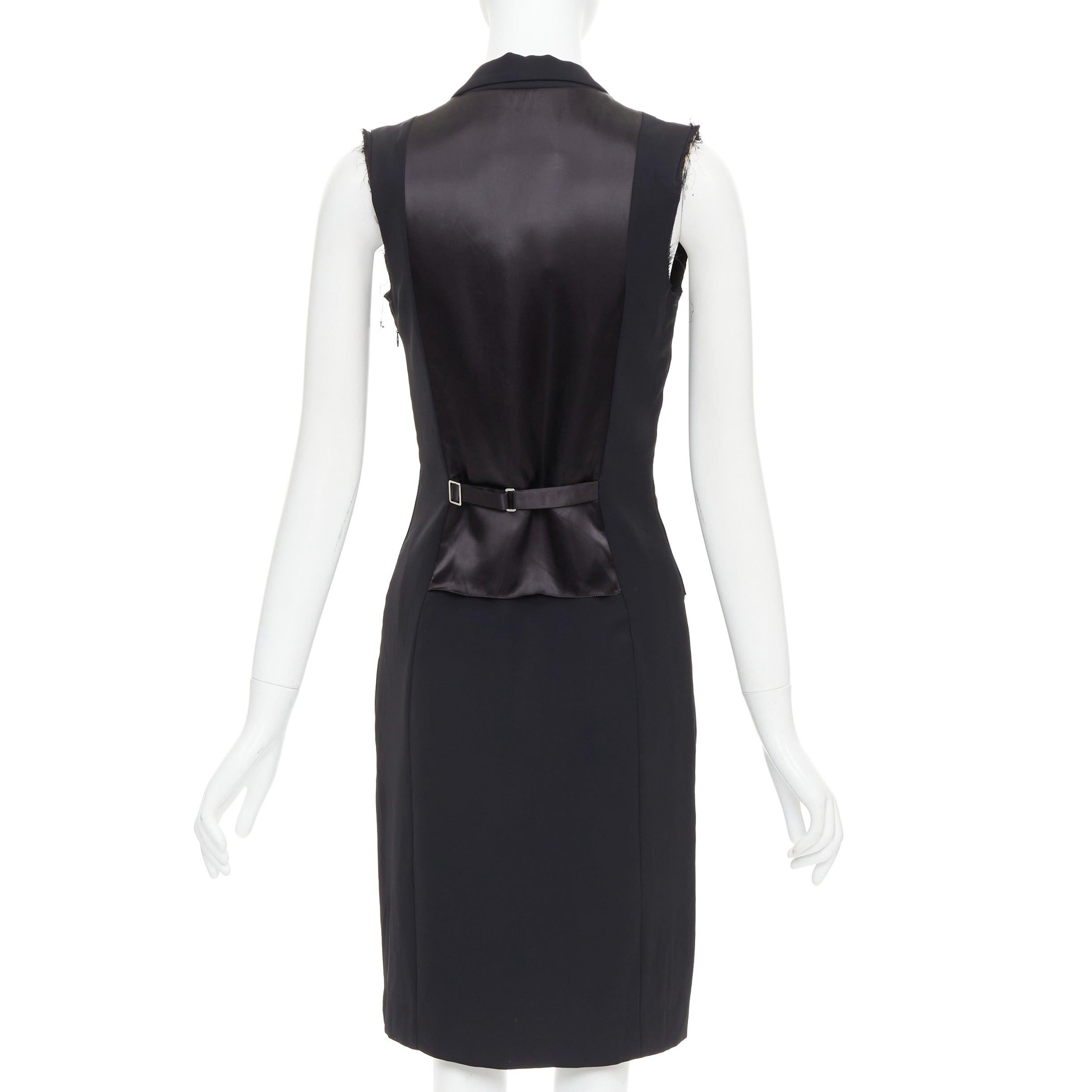 Women's MAISON MARTIN MARGIELA 2014 black deconstructed raw edge cut sleeve dress FR38 M For Sale