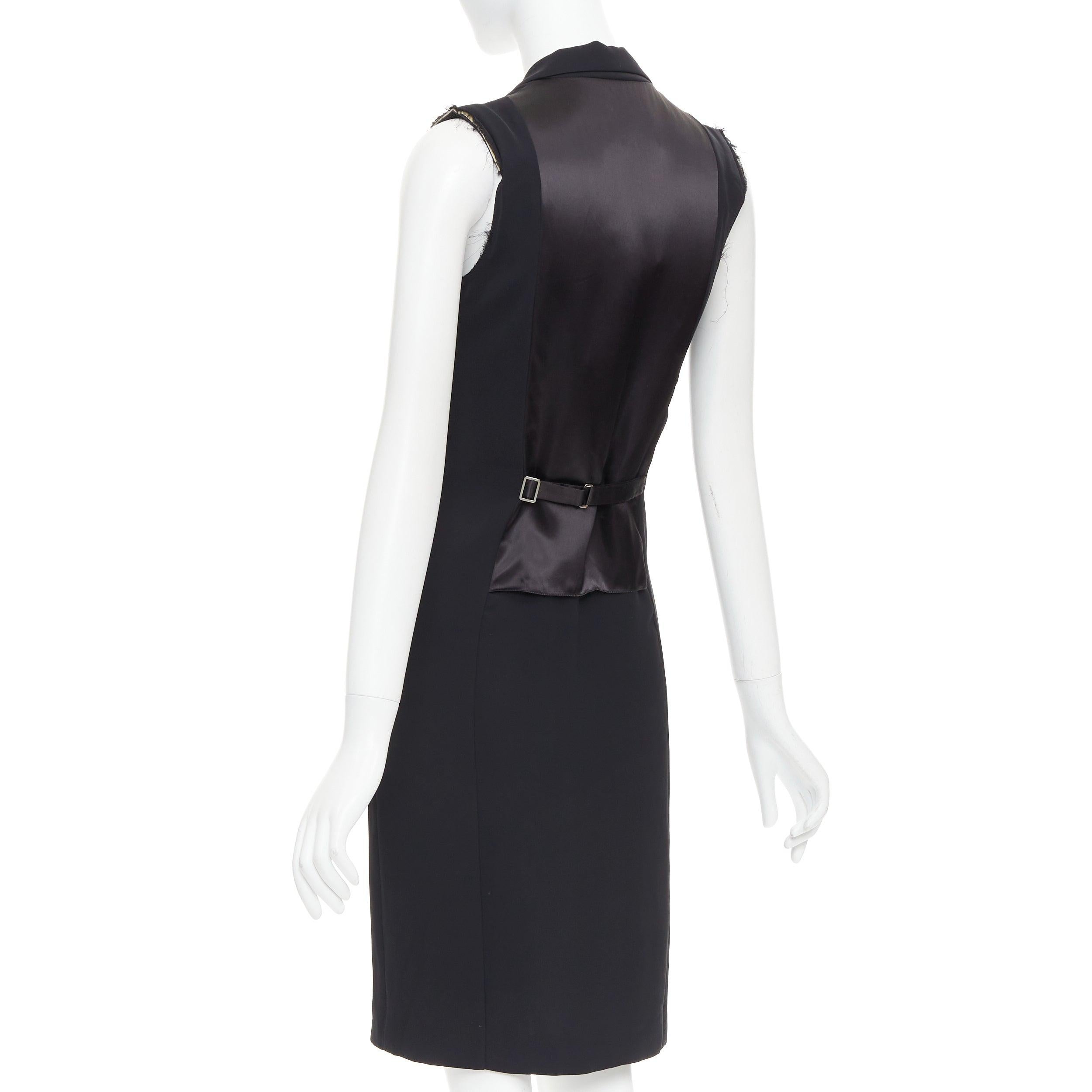 MAISON MARTIN MARGIELA 2014 black deconstructed raw edge cut sleeve dress FR38 M For Sale 1