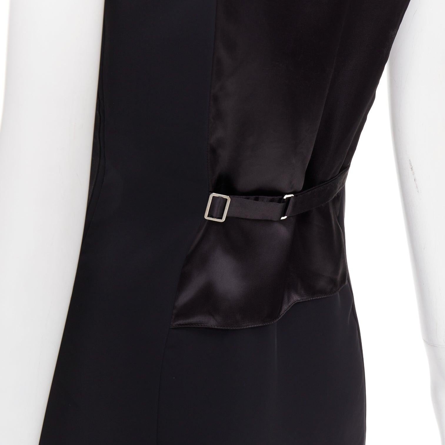 MAISON MARTIN MARGIELA 2014 black deconstructed raw edge cut sleeve dress FR38 M For Sale 2
