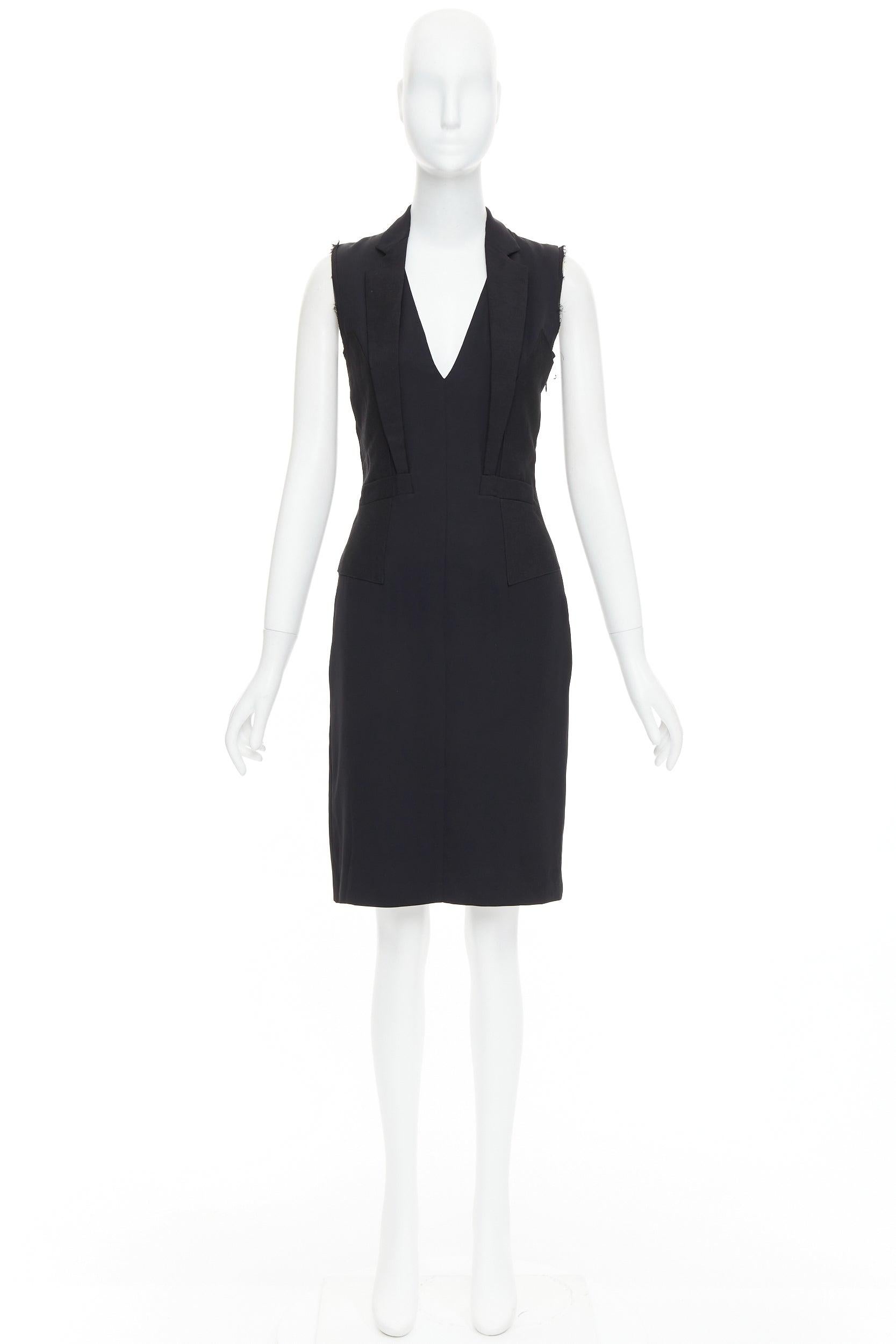 MAISON MARTIN MARGIELA 2014 black deconstructed raw edge cut sleeve dress FR38 M For Sale 4