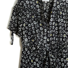 Maison Martin Margiela 2015 Robe FR38 Black Silk Daisy Printed Dress UK10 US8