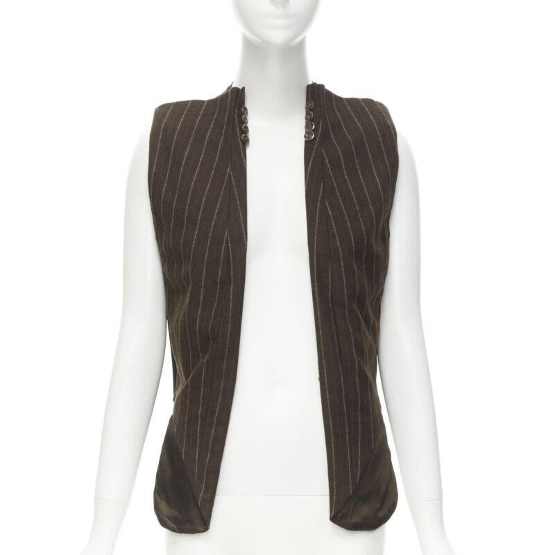 MAISON MARTIN MARGIELA ARTISANAL 2003 Runway brown deconstructed sleeves vest In Excellent Condition For Sale In Hong Kong, NT