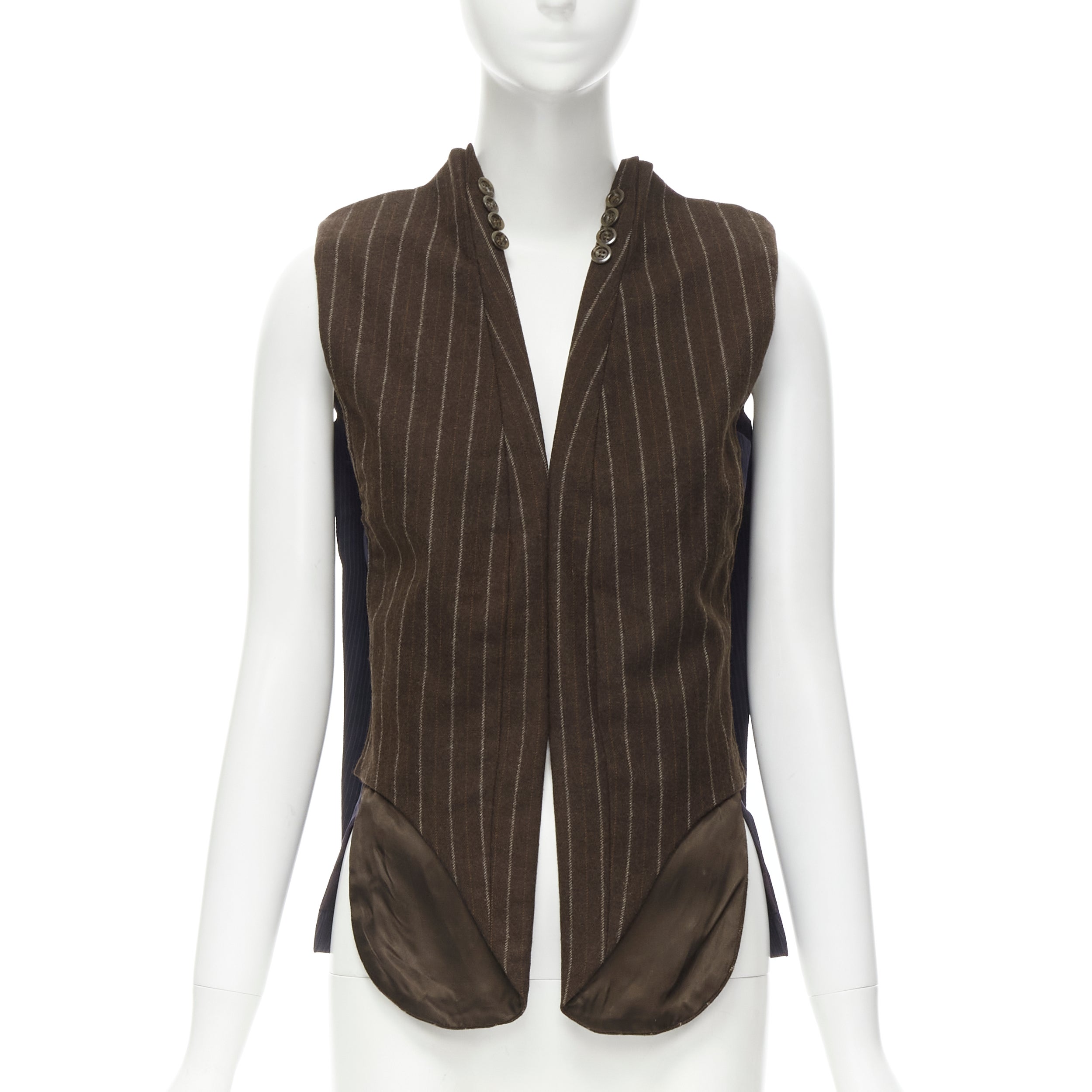 MAISON MARTIN MARGIELA ARTISANAL 2003 Runway brown deconstructed sleeves vest For Sale