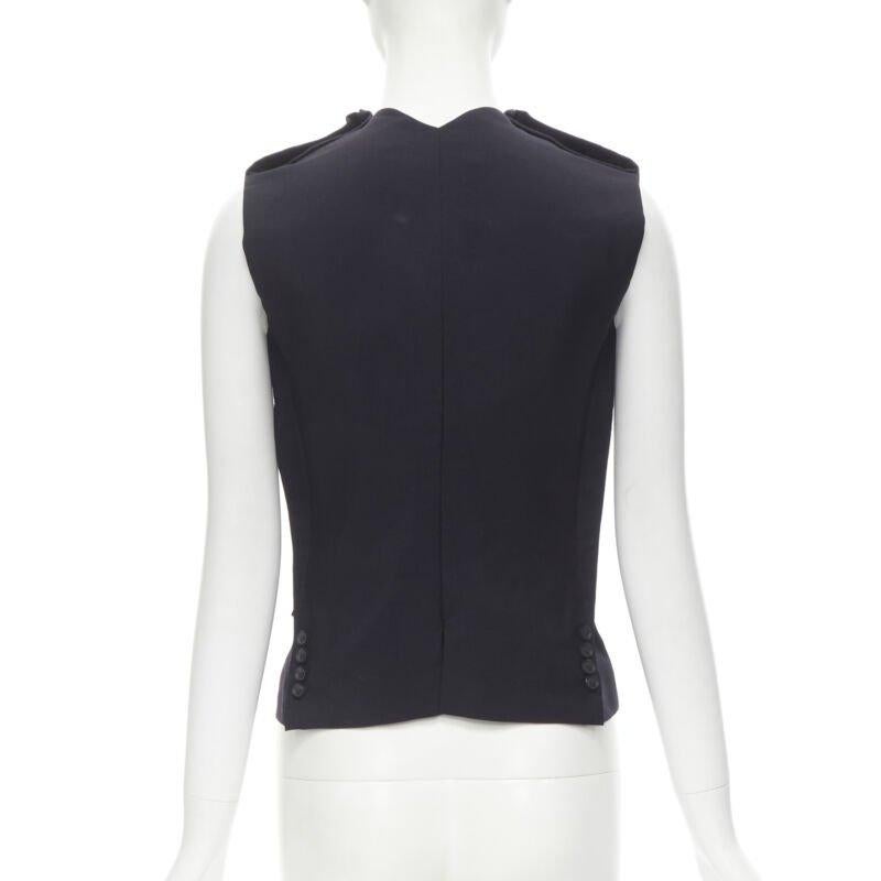 MAISON MARTIN MARGIELA ARTISANAL 2003 Gilet à manches déconstruites marine Runway 1