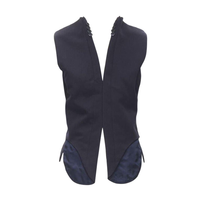 MAISON MARTIN MARGIELA ARTISANAL 2003 Runway navy deconstructed sleeves vest