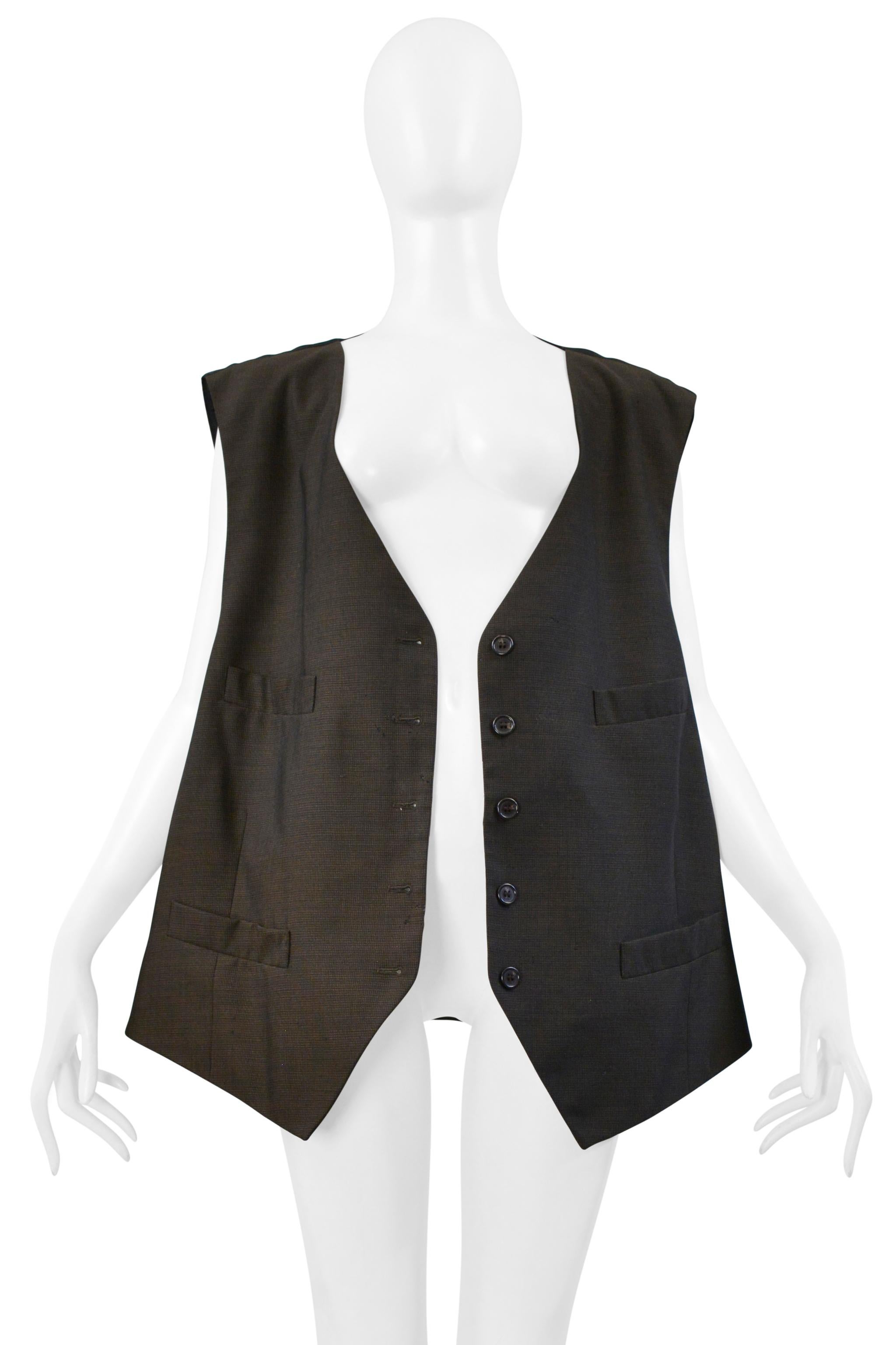 Nero Maison Martin Margiela Gilet artigianale in tessuto vintage marrone Aw 2000 in vendita