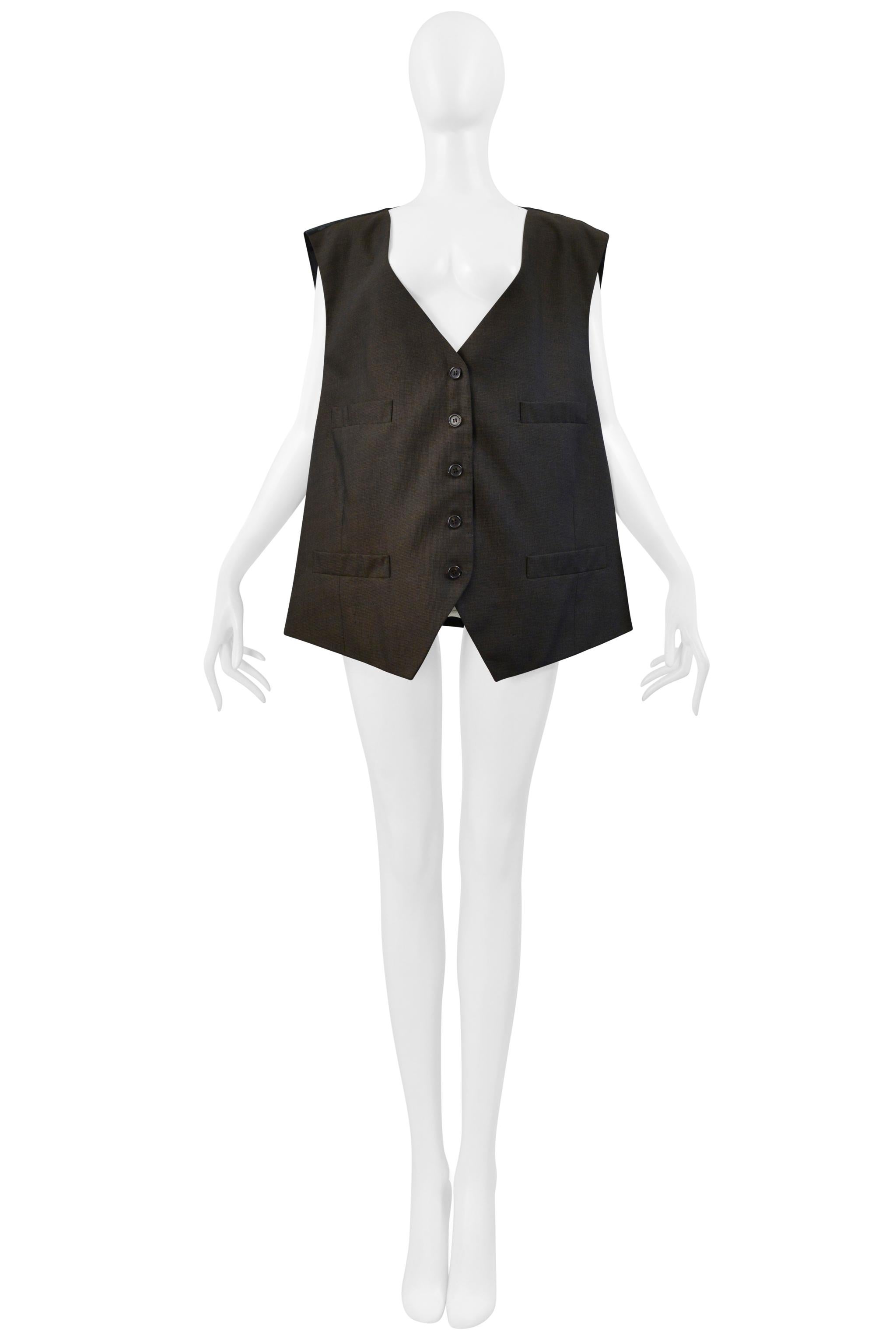 Maison Martin Margiela Gilet artigianale in tessuto vintage marrone Aw 2000 In condizioni ottime in vendita a Los Angeles, CA