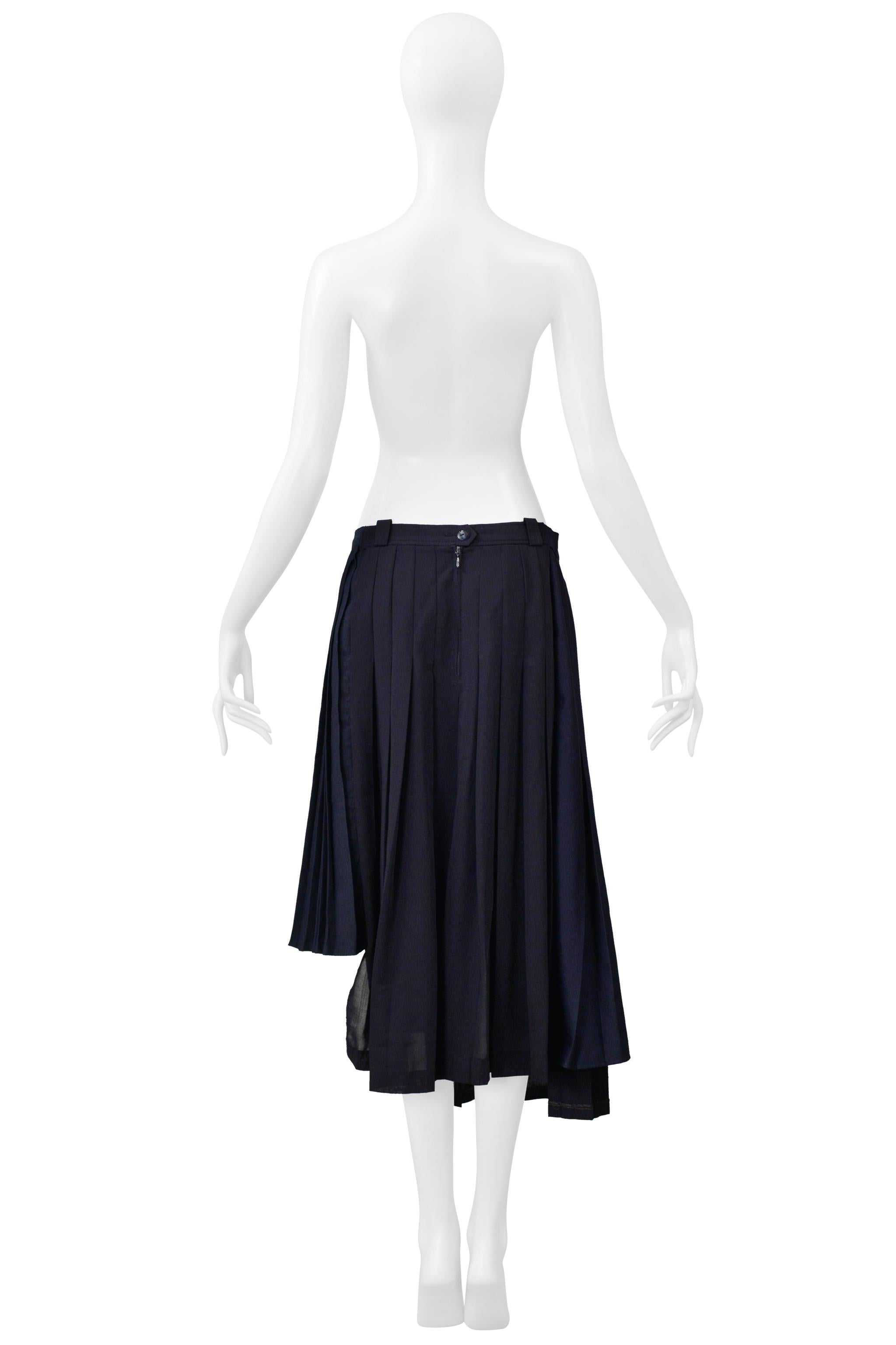 Maison Martin Margiela Artisanal Marineblauer Plisseerock in Übergröße Ss 2001 im Angebot 5