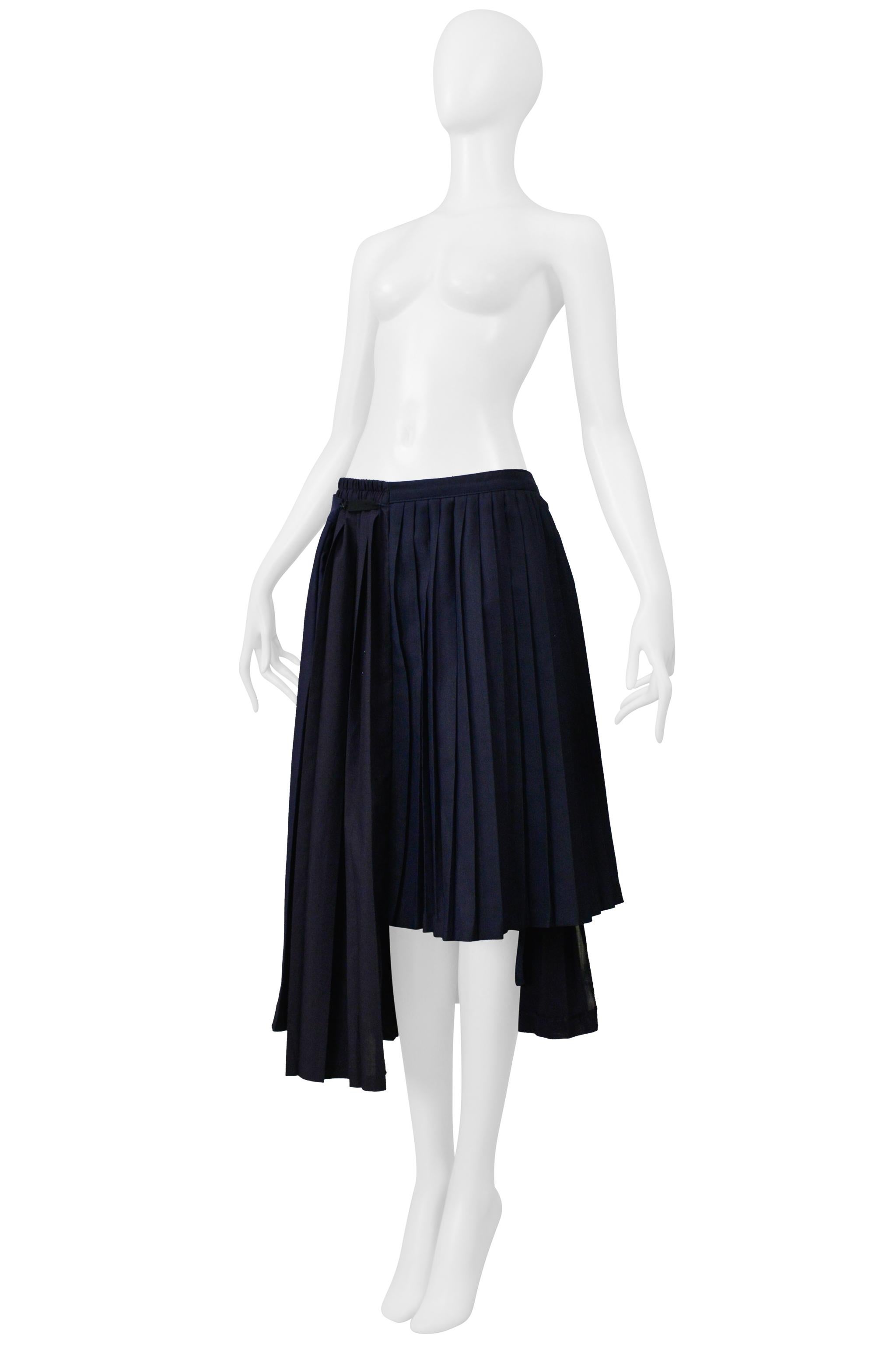 Maison Martin Margiela Artisanal Marineblauer Plisseerock in Übergröße Ss 2001 im Angebot 3