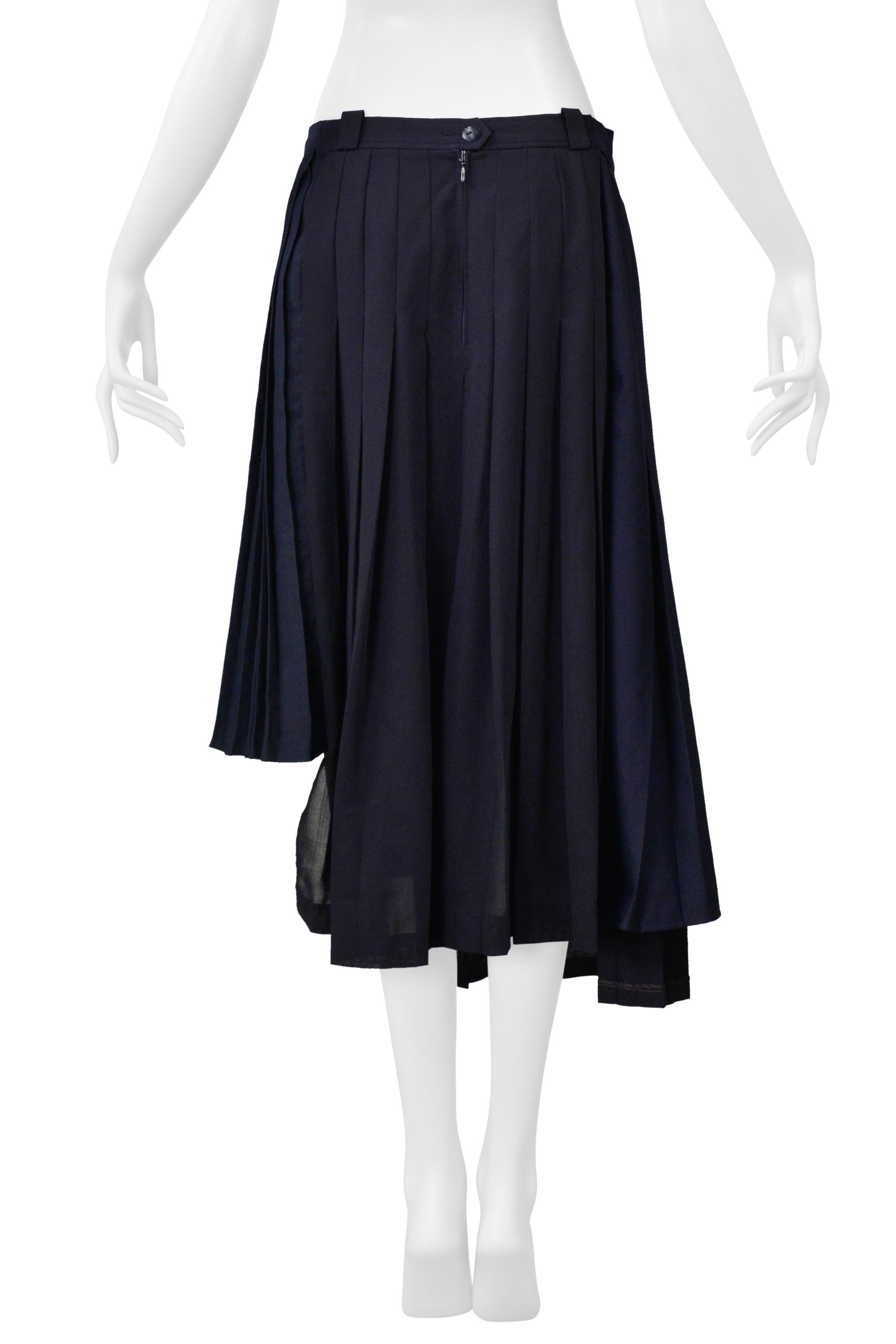 Maison Martin Margiela Artisanal Marineblauer Plisseerock in Übergröße Ss 2001 im Angebot 4