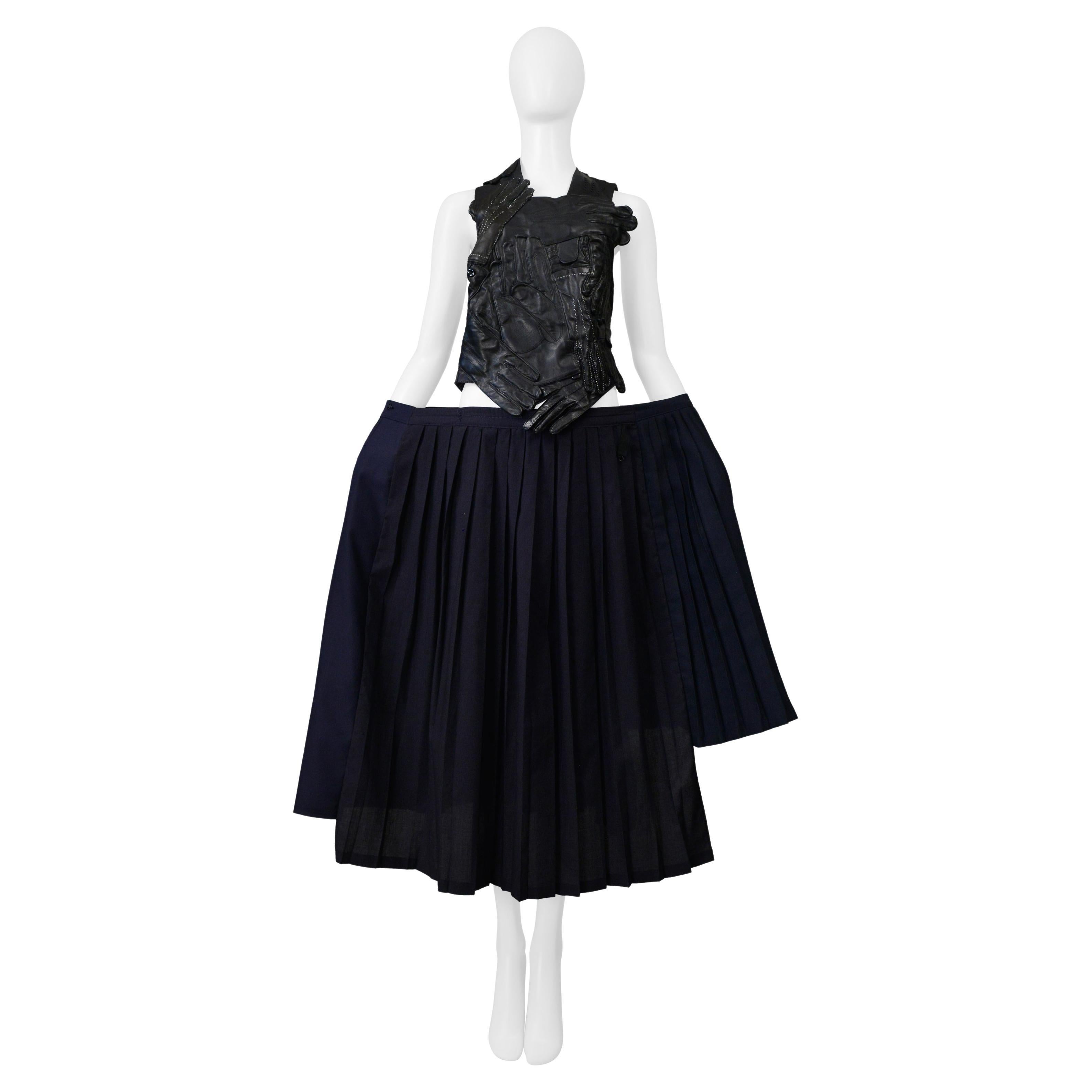 Maison Martin Margiela Artisanal Marineblauer Plisseerock in Übergröße Ss 2001 im Angebot