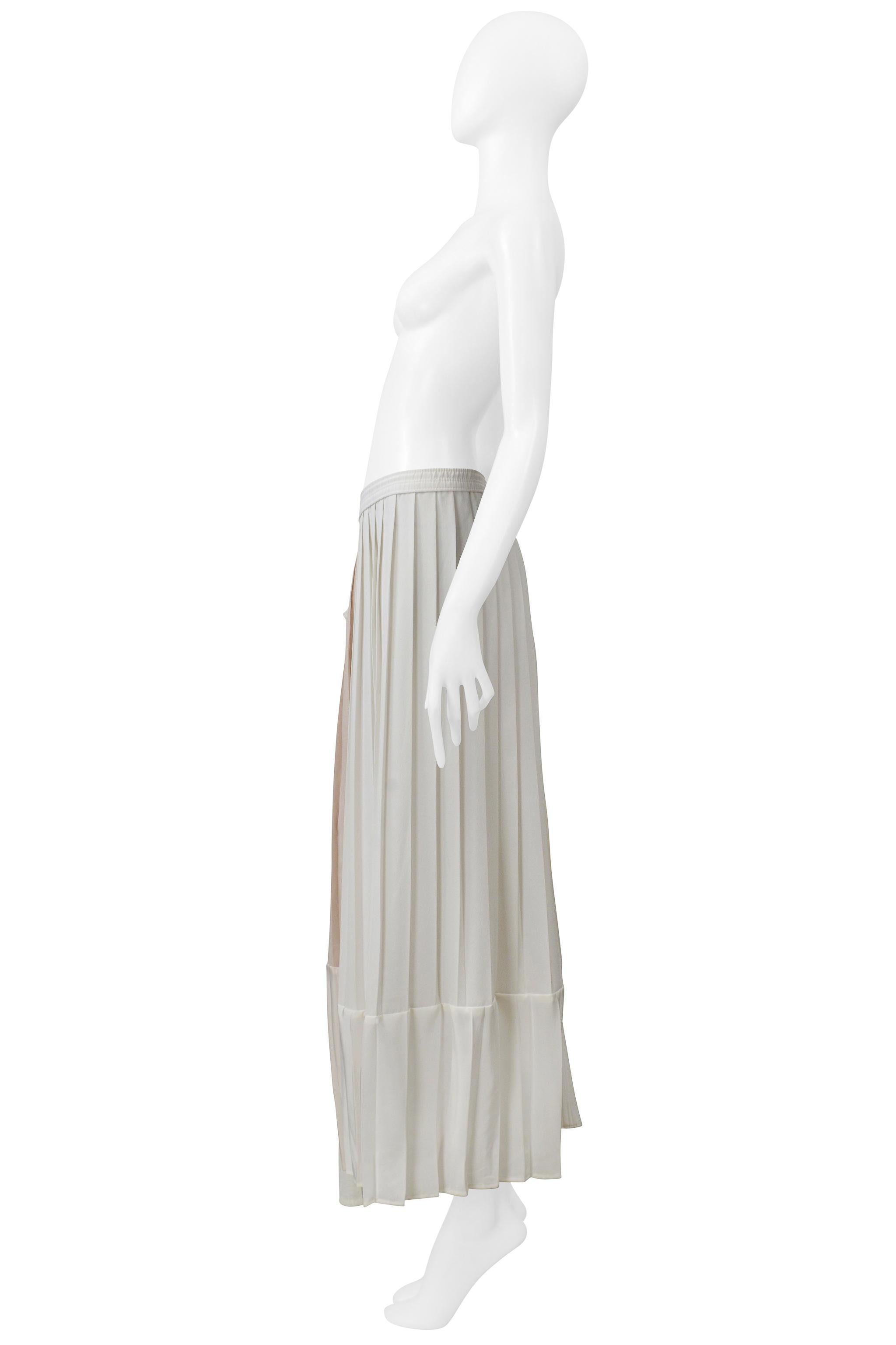 Women's Maison Martin Margiela Artisanal OffWhite Pleated Skirt W/Vintage Panels SS 2000 For Sale